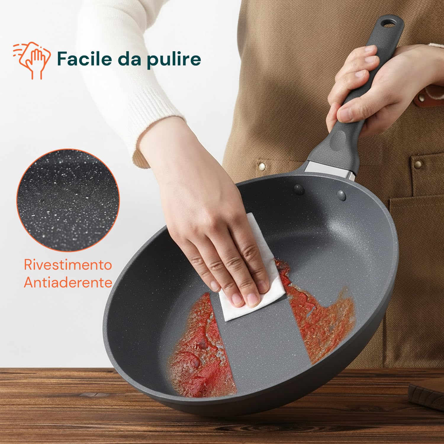 Avilia - Batteria di Pentole e Padelle 13 Pezzi Antiaderenti per Induzione, Gas ed Elettrico - Alluminio con Coperchi in Vetro Temperato e Manici Ergonomici - Cottura Sana senza PFOA