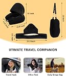 Stuffable Travel Neck Pillow with Hood, Soft Velvet Pillow Stuffable with Clothes, Adjustable Neck Size, Multifunctional Fillable Airplane Travel Neck Pillow for Extra Luggage