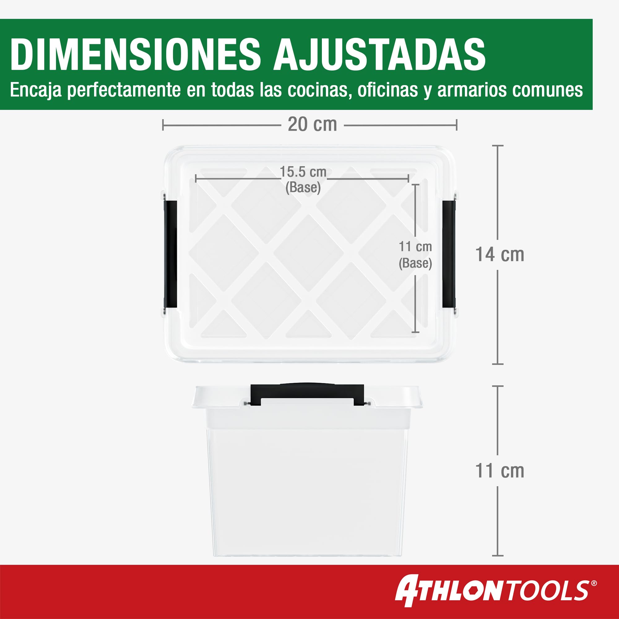 ATHLON TOOLS Zestaw 10 pojemników do przechowywania żywności z pokrywką, 5 l, 100% nowy materiał, bez BPA, przezroczyste, możliwość układania w stos, hermetyczne, lodówka, zamrażarka, szafa