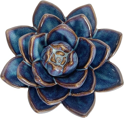 Vista 18 de Mesa de cerámica suculenta flores con base estable, mesa decorativa hecha a mano 3D (Cactus)