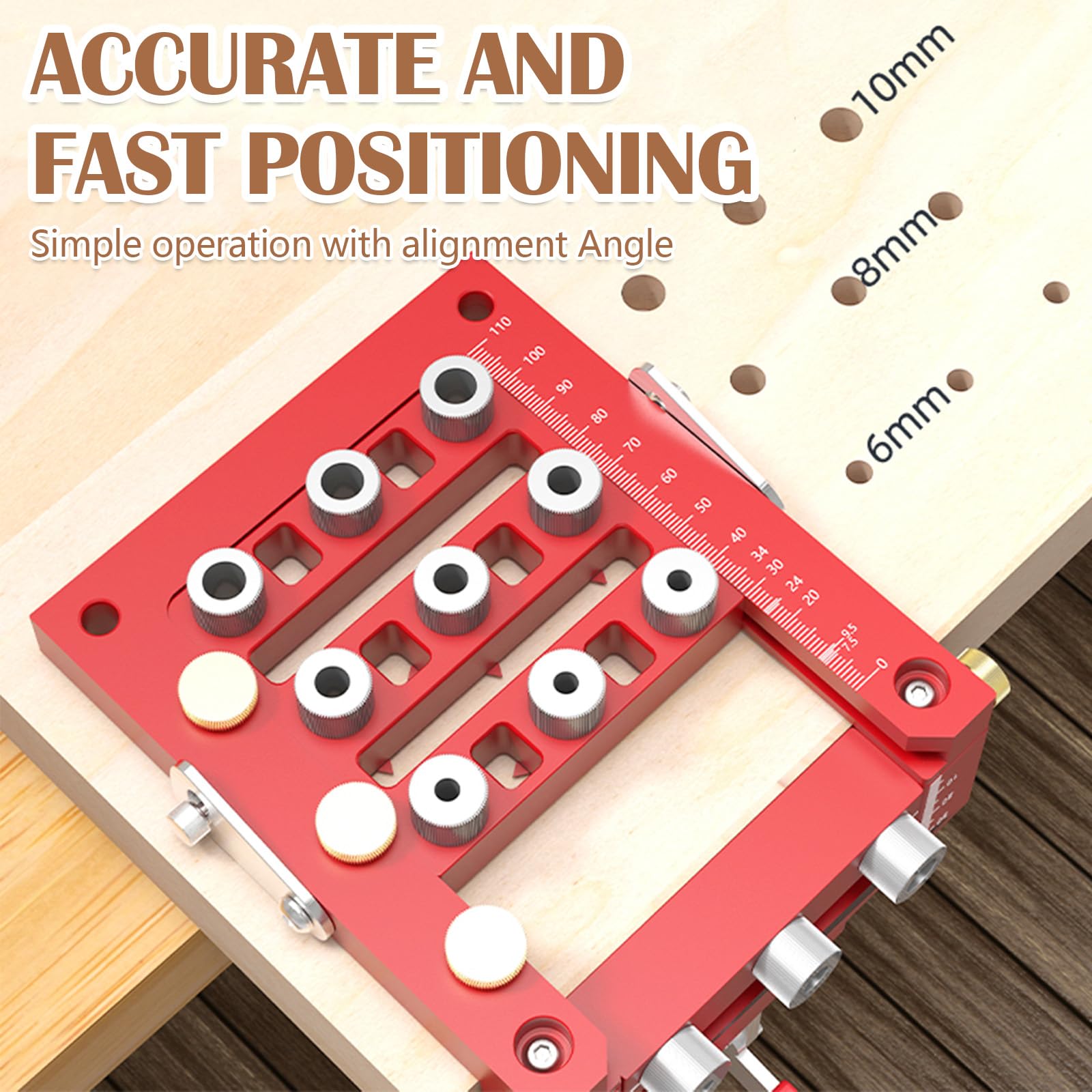 Bohrschablone, Dübel 2/6/8/10/15/20/35mm Pocket Hole Jig Set 3-in-1 Taschenlocher Bohrschablone Dübelhilfe für Holzbearbeitung mit Positionierungsclip Einstellbare Bohrführung Puncher Locator