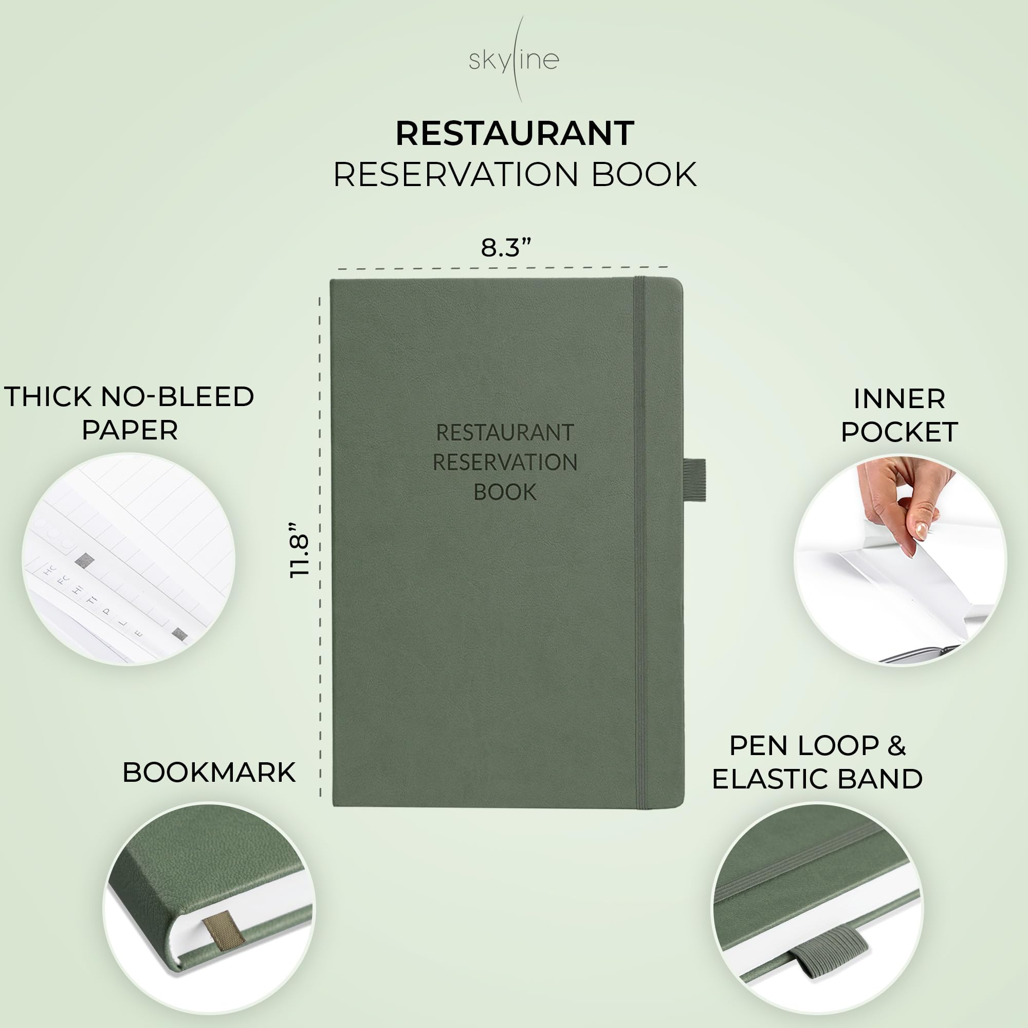 Skyline Prenotazione Ristorante Prenotazioni - Prenotazioni tavolo da pranzo non datato - Libro ospiti & Server 2024 - Forniture per ristoranti (cipresso)