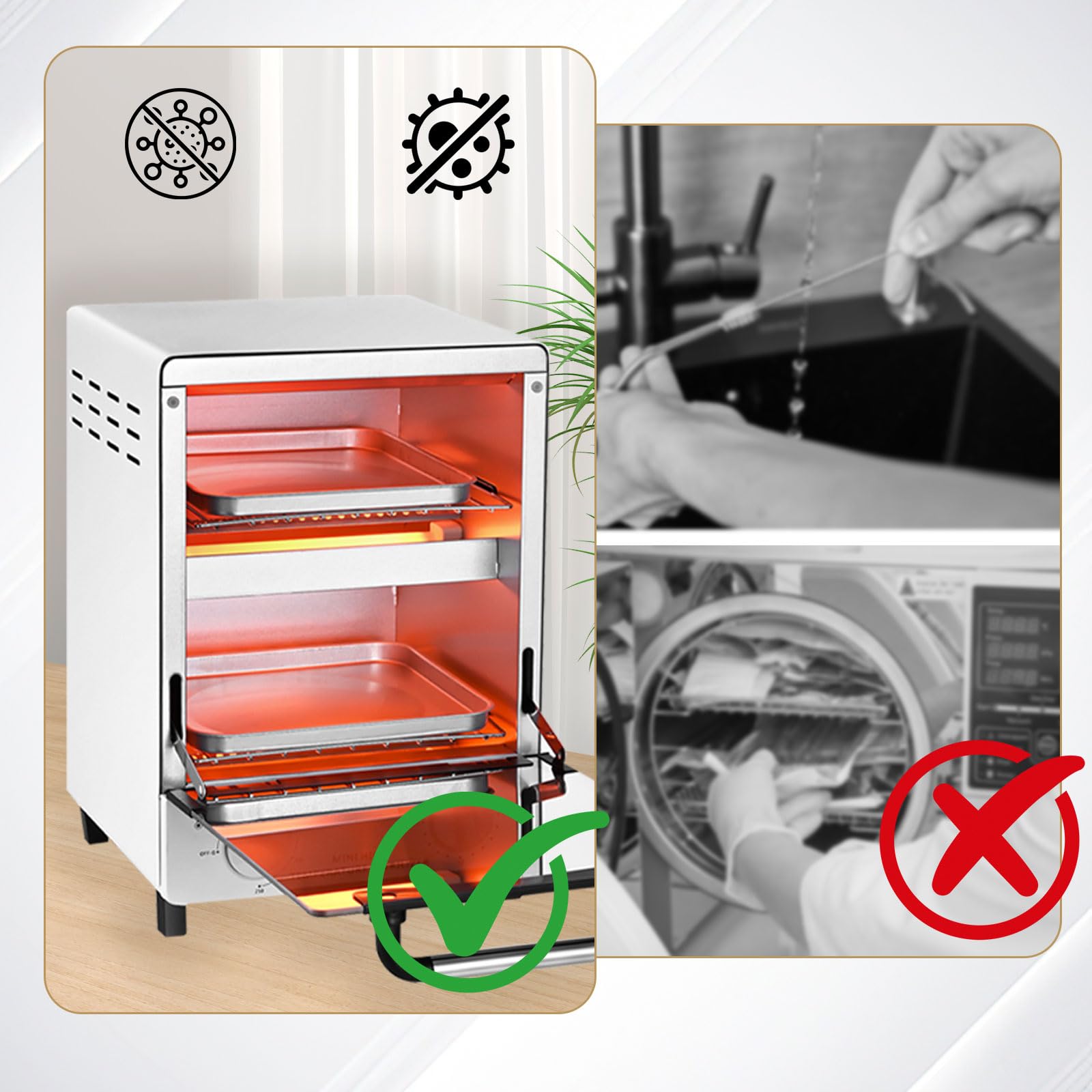 Esterilizador autoclave de gran capacidad de 12L, 1000 W, doble calentador en seco por infrarrojos, temporizador de 30 minutos y ajustable a 250°, esterilizador en autoclave para herramientas de uñas