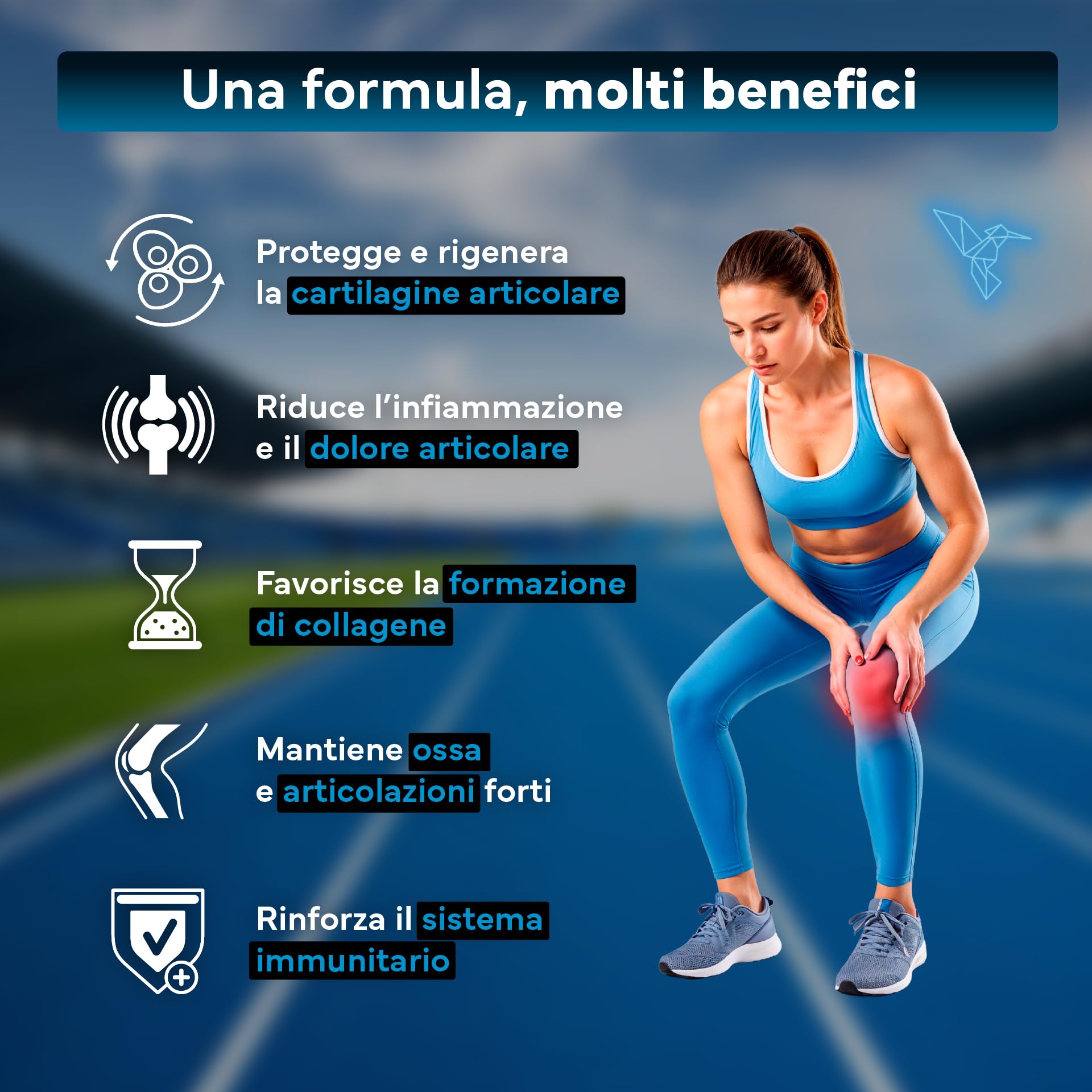 Glucosamina, Condroitina e MSM – Integratore per Articolazioni, Cartilagine e Ossa – Formula con Boswellia, Vitamine C e D3 – 180 Capsule ad Alta Densità – Sevens Nutrition