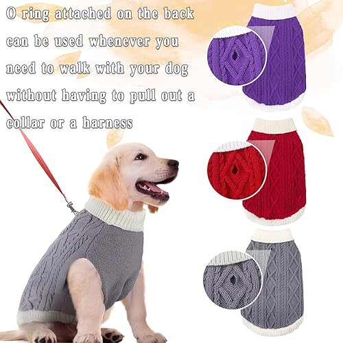 Miniatura 5 de Suéteres para perros pequeños con agujero para la correa, suéteres de cuello alto para perro, ropa de punto para niños y niñas, ropa cálida suave y