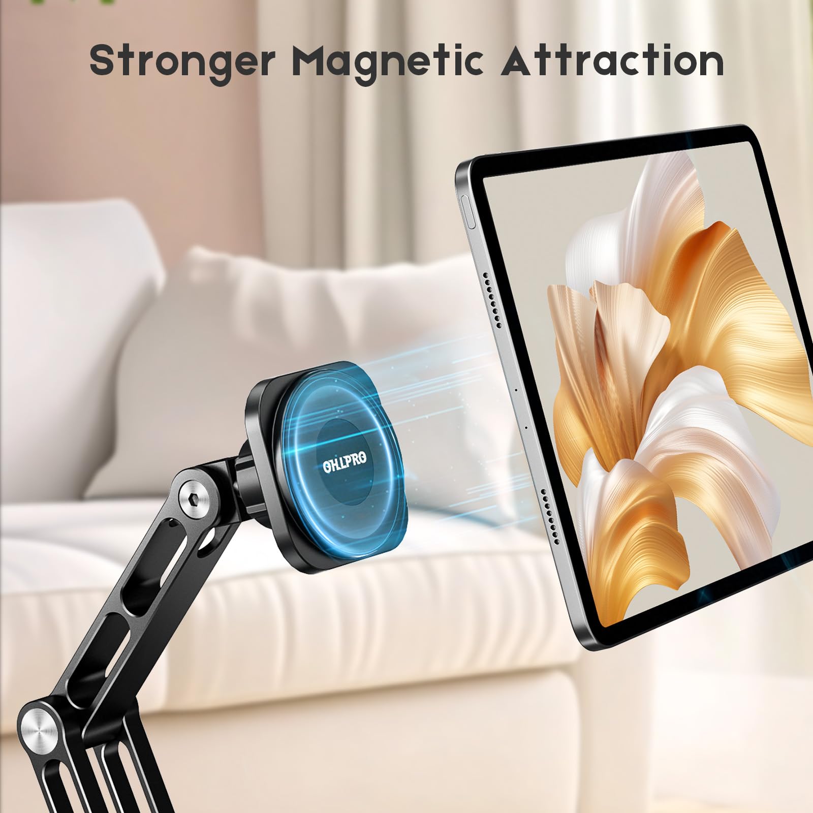 OHLPRO Stojak na tablet, magnetyczny, z aluminium, na biurko, kompatybilny z iPad Pro Mini Air, iPhone, Kindle Galaxy Tab i większością tabletów