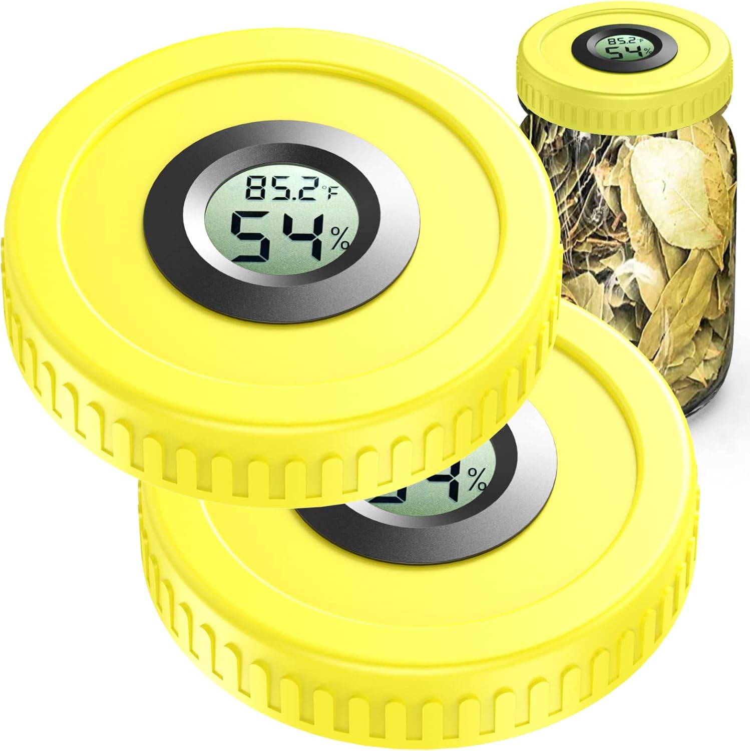 ZHANXUBIO Airtight Mason Jar Lids BuiltIn Stash Hygrometer
