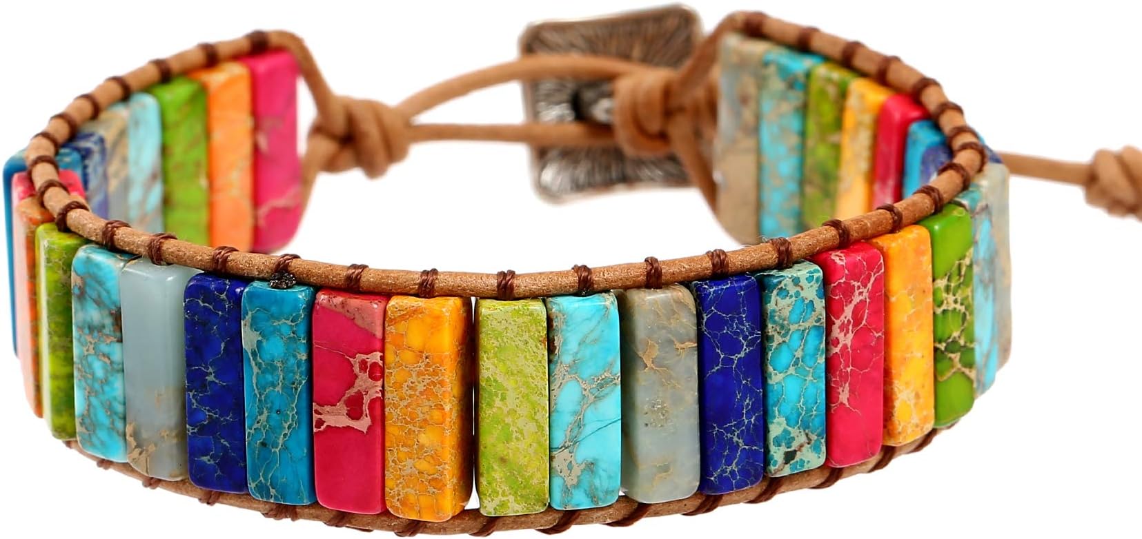 Women Boho Handmade Natural Stone Crystal Leather Bead Wrap Bracelets Collection