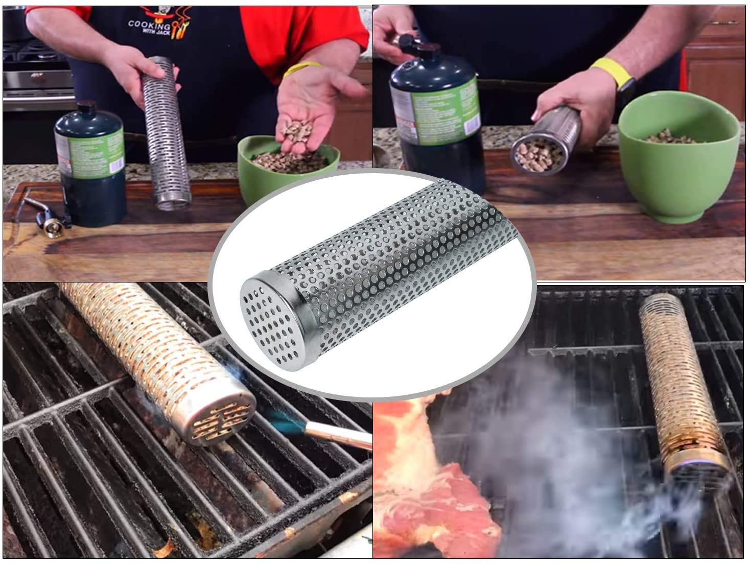 Barbecue - Tubo per affumicatura in acciaio inox 304, 30,5 cm, accessori per barbecue a gas e barbecue a carbone, scatola per affumicatura, pellet