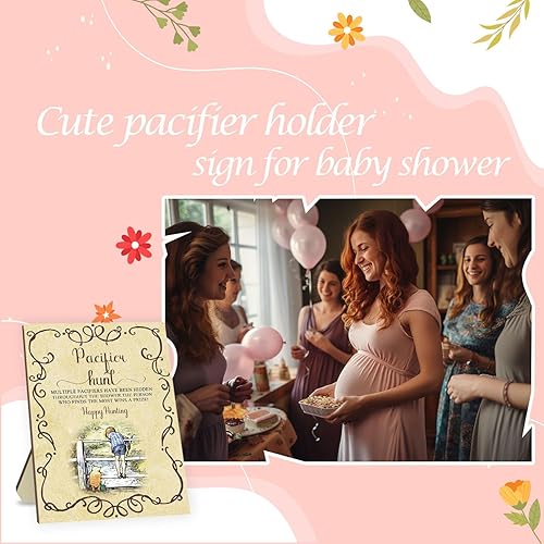 Miniatura 5 de Winnie - Juego de juegos de baby shower, letrero clásico de caza de chupete Pooh para juego de baby shower, 50 piezas de mini chupetes amarillos