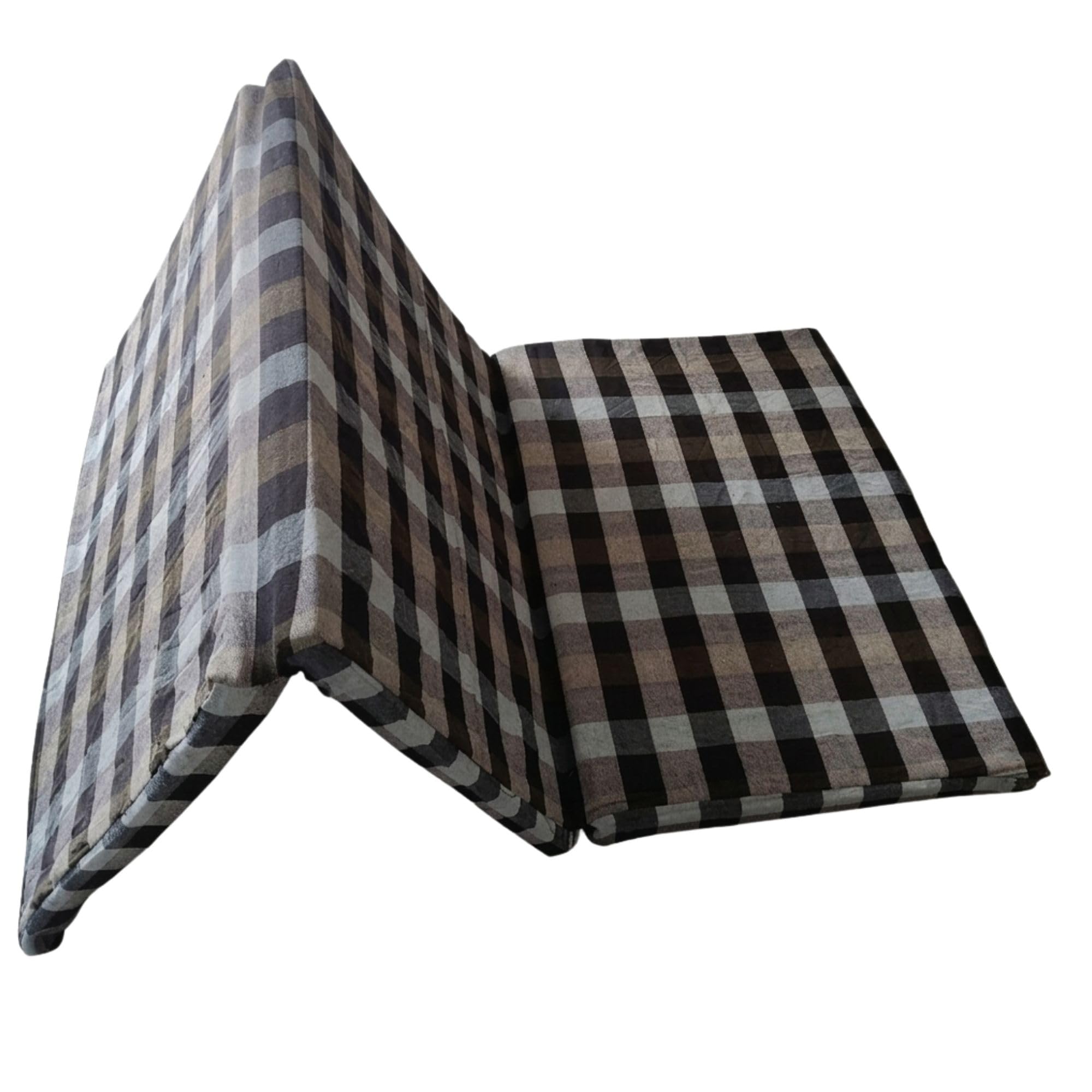 EPE Foam 3 Fold Single Bed Foldable Portable Checked Design Sleeping Mattress (72 x 36 Inch)-image-8