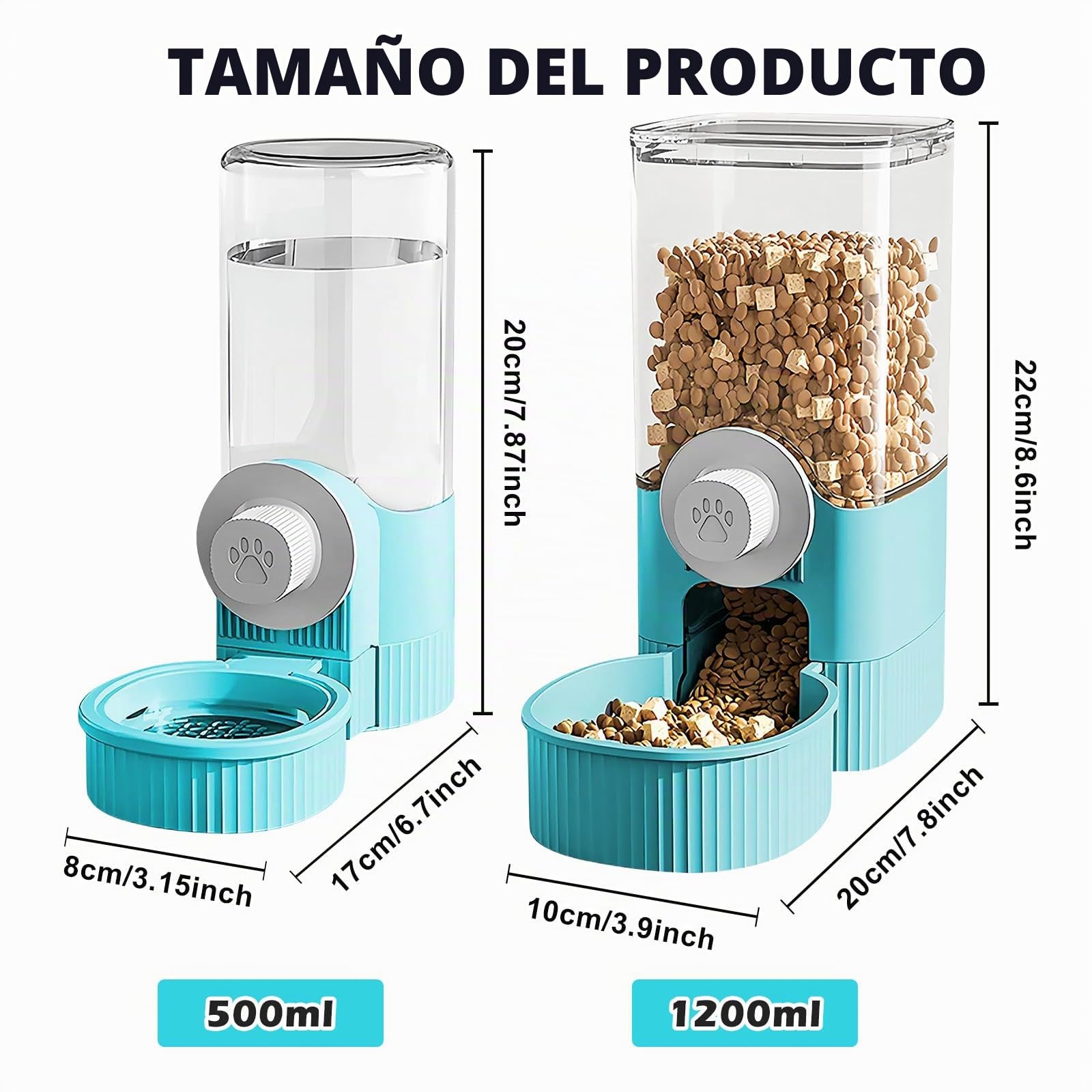 Bebedero y alimentador automático BORDEAG, dispensador automático de alimentos y agua para colgar, adecuado para conejos y gatos