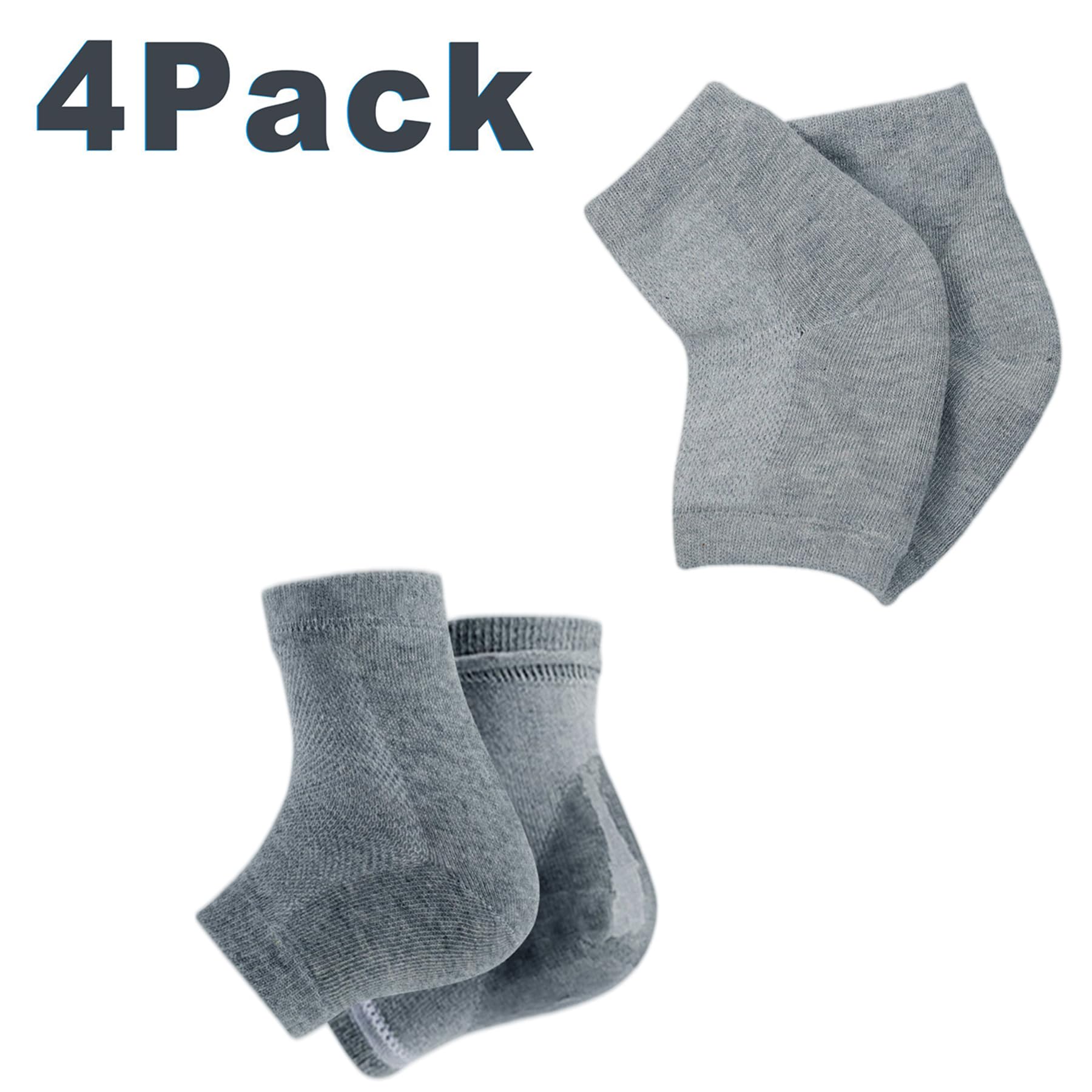 Paquete de 4 calcetines deportivos de silicona para niños con sensibilidad al talón de enfermedades severas, fascitis plantar, espolones de talón, niños 2-7 mujeres 4-8