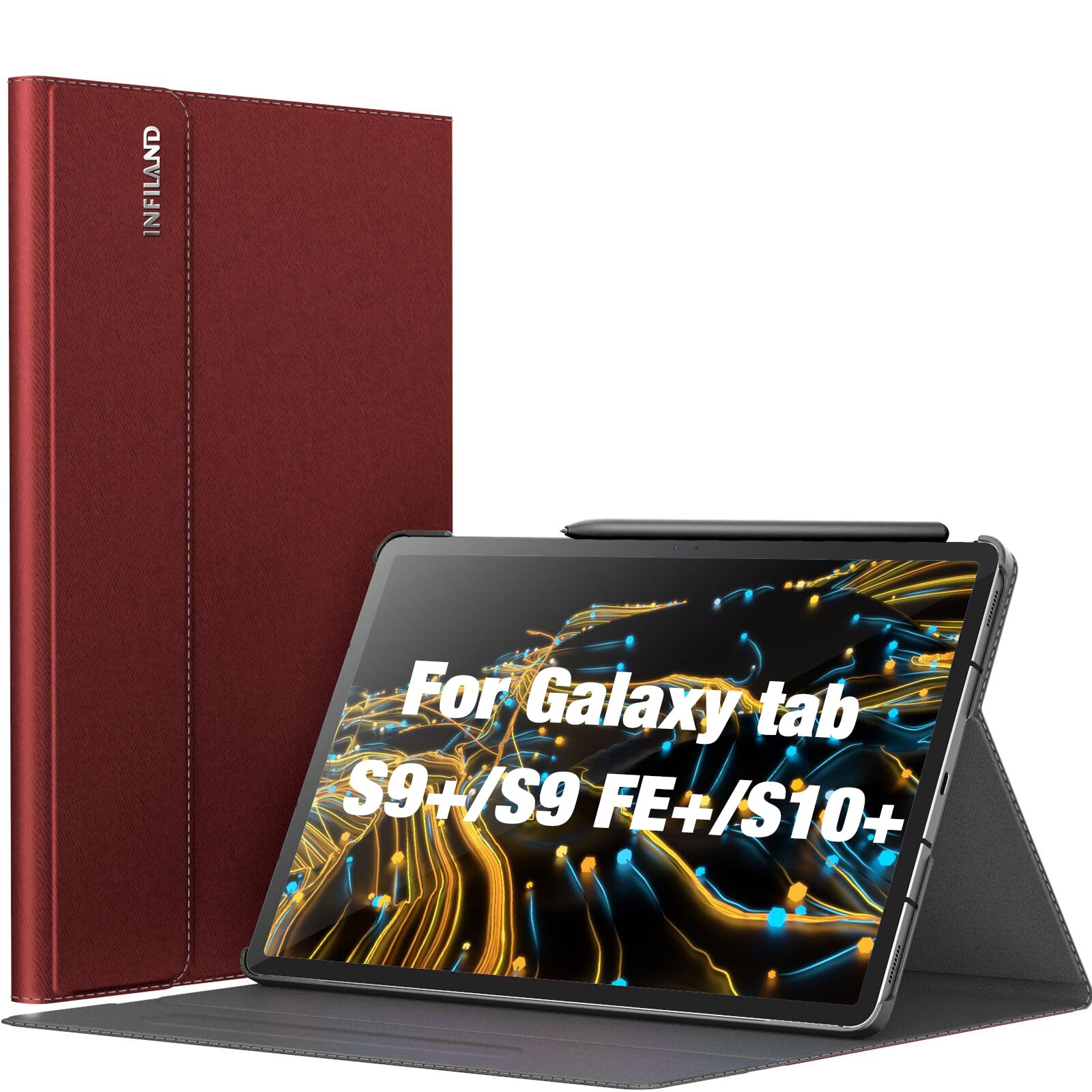 INFILAND Galaxy Tab S10+ Plus 2024/ S9+ Plus/ S9 FE Plus Case, Multi-Angle Stand Cover Compatible with Samsung Tab S10 Plus/ S9 Plus/S9 FE Plus 12.4