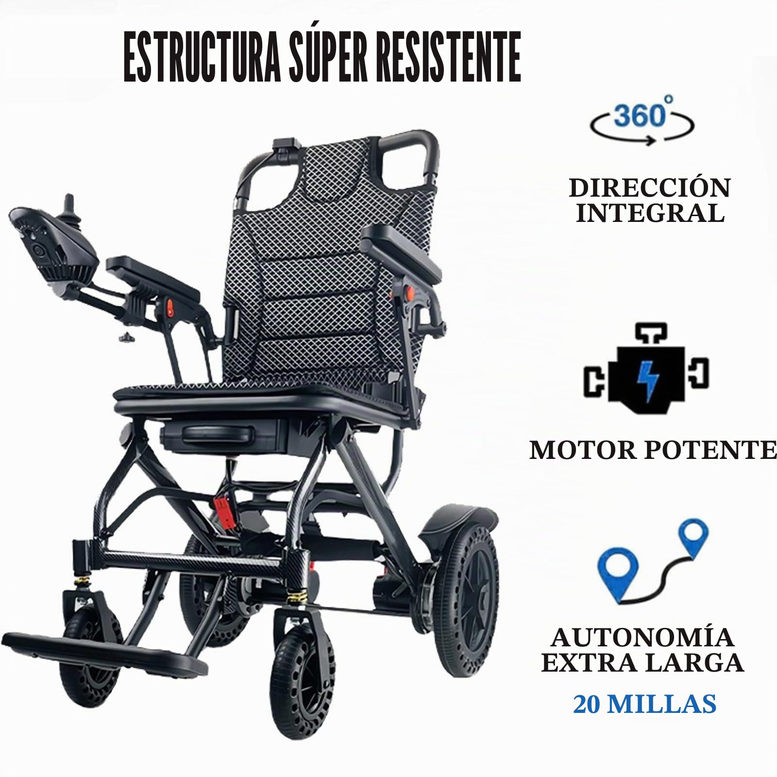 Silla De Ruedas EléCtrica Ligera Y Plegable Para Adultos, De Fibra De Carbono Y AleacióN De Aluminio, Elegante, Compacta, Motorizada, PortáTil,Homologada Por AerolíNeas.,10AH