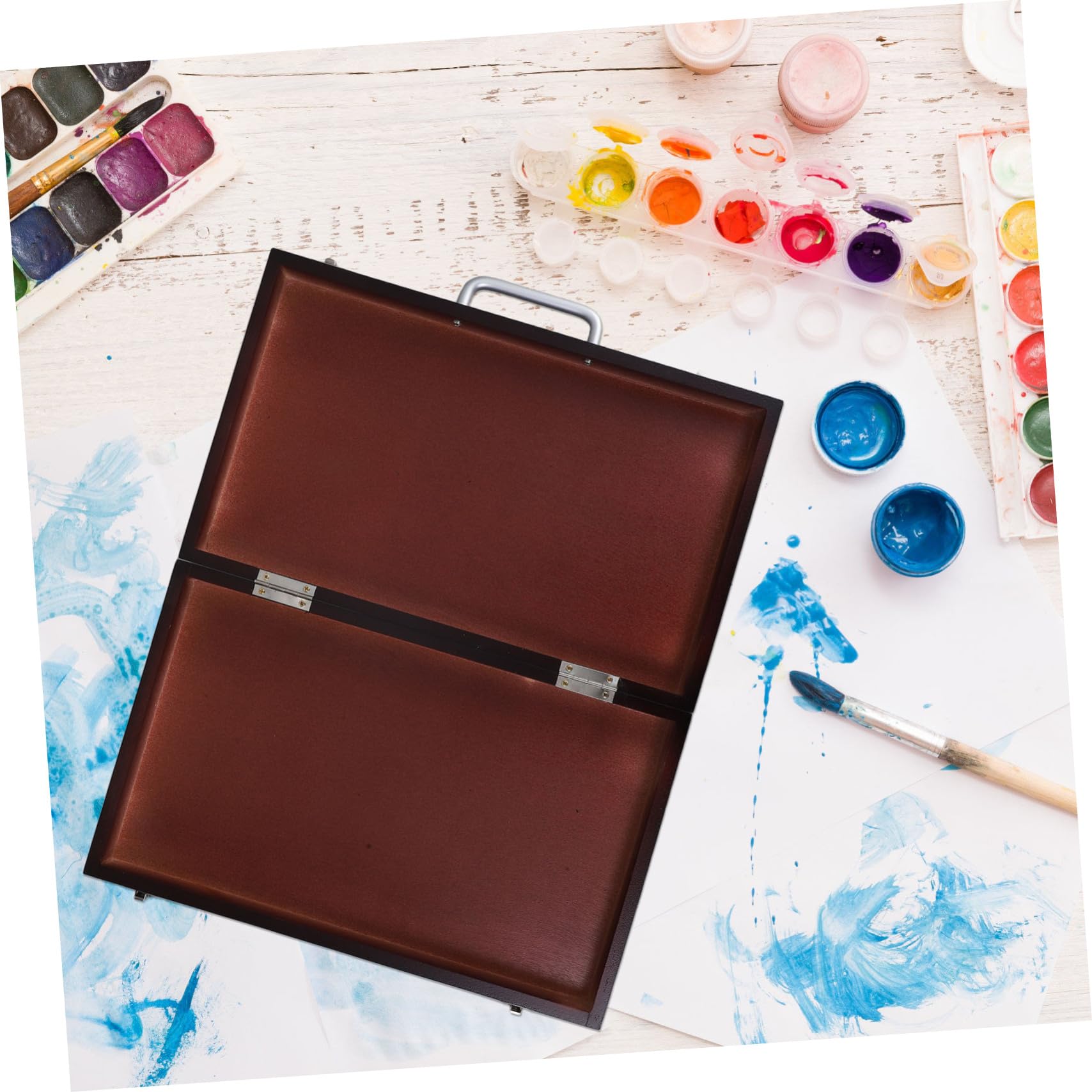 Mallette de Peinture Portable en Bois Léger Rangement Organisé et Mélange des Couleurs, pour Artistes et Étudiants en Peinture en Plein Air