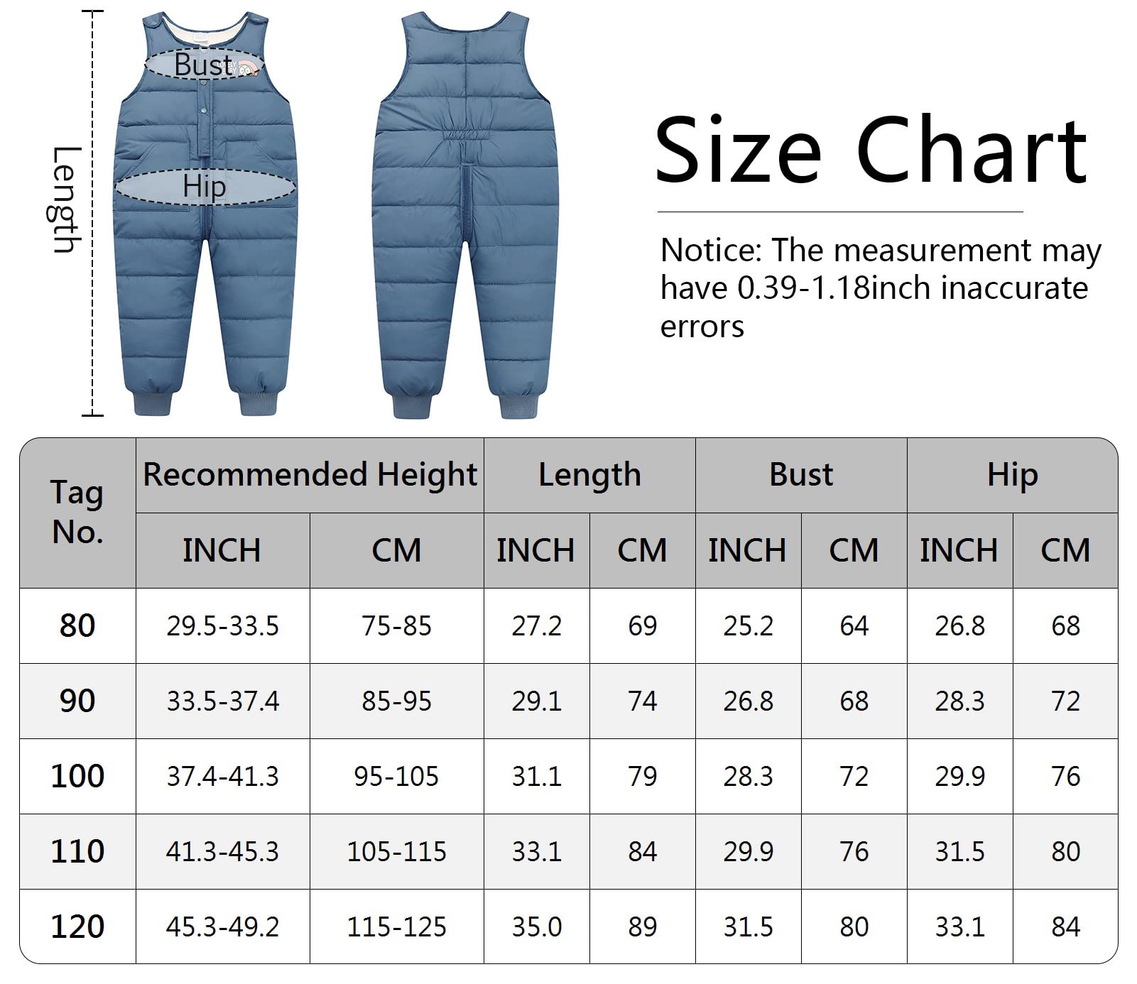 SEAUR Pantalones de plumón para bebé, ligeros, gruesos, cálidos, para la nieve, para niños pequeños, a prueba de viento, para exteriores, color azul, 1-2 años, 002 azul., 12-24 Meses