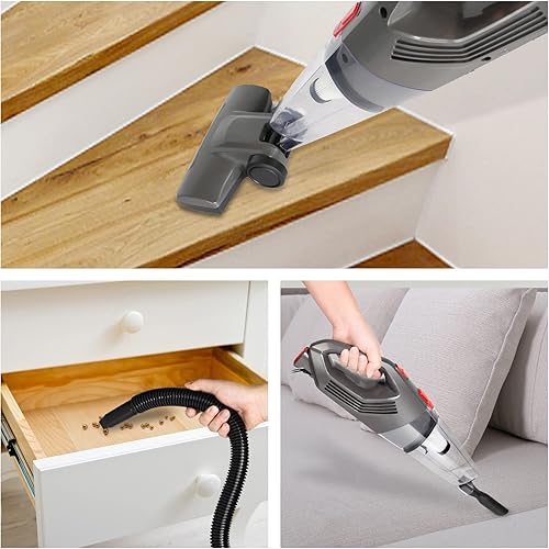 Miniatura 4 de Aspiradora de palo, aspiradora ligera 3 en 1 con cable con motor de 450 W, aspiradora de mano con cable para suelos duros y alfombras