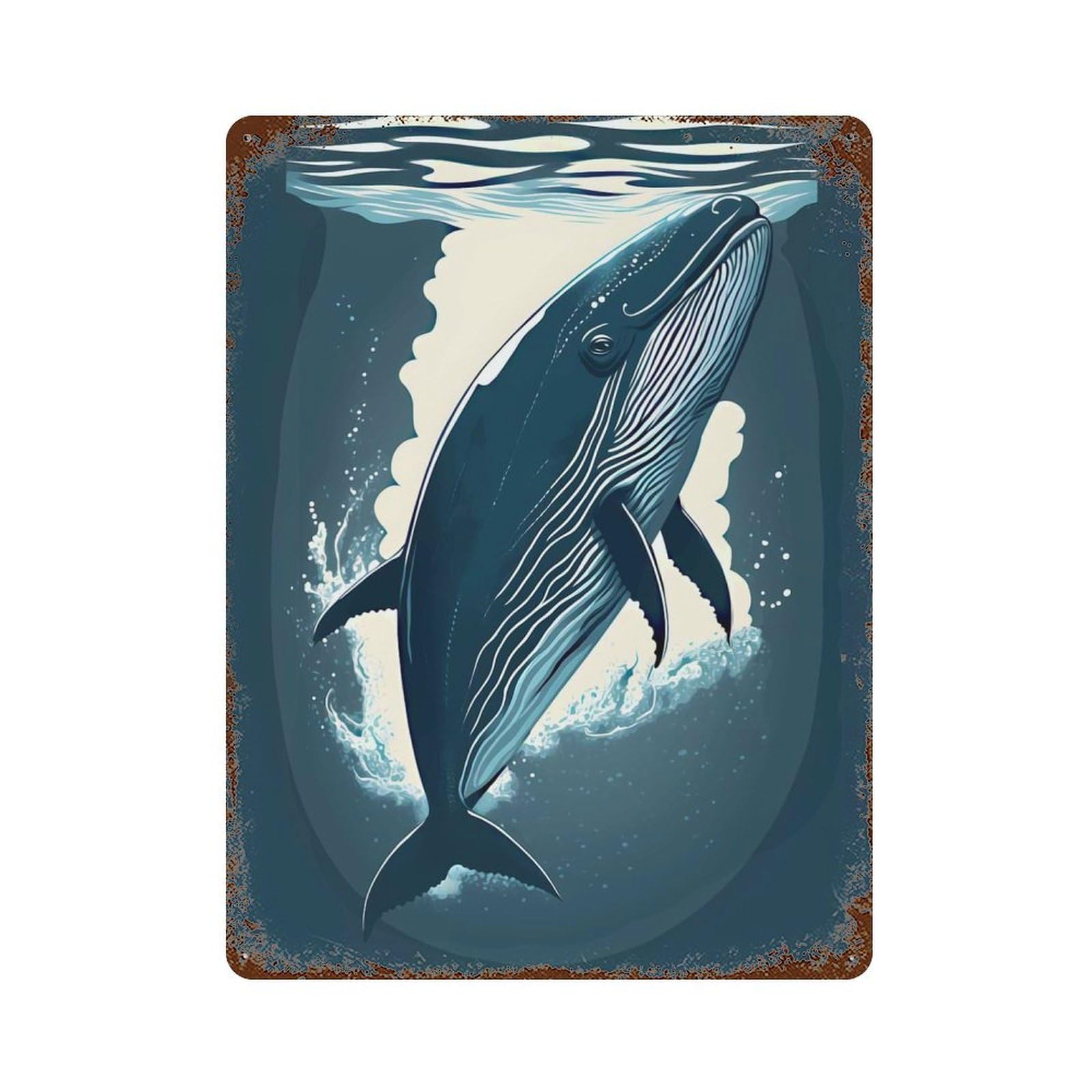Humpback Whale Vintage Rust Metal Sign 15.7"x11.8", Shabby Chic Decor for Garage, Pub Or Kitchen