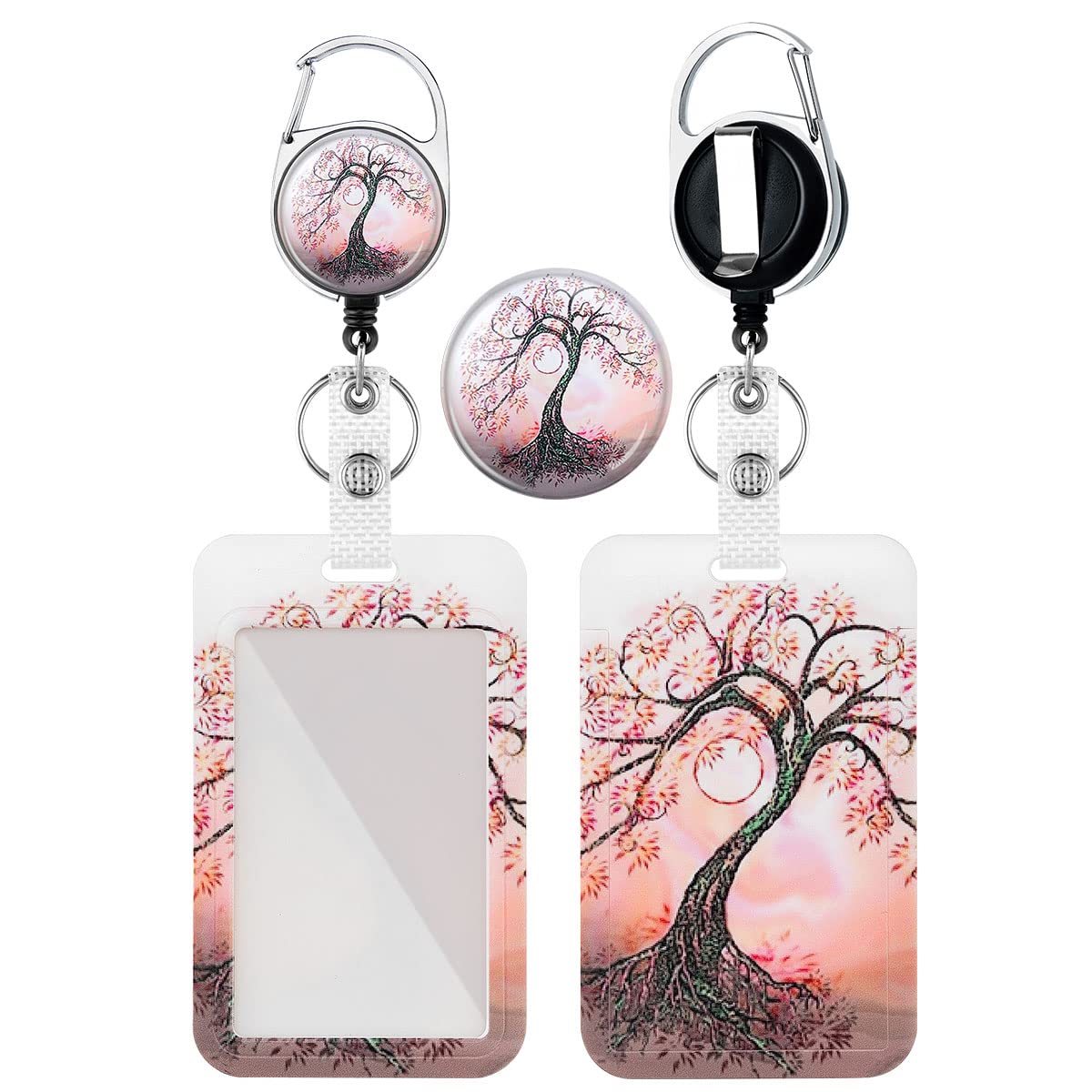Soporte para tarjetas de identificación con carrete retráctil, etiqueta de identificación de árbol de energía, clip de insignia de trabajo con carrete de insignia resistente, funda protectora