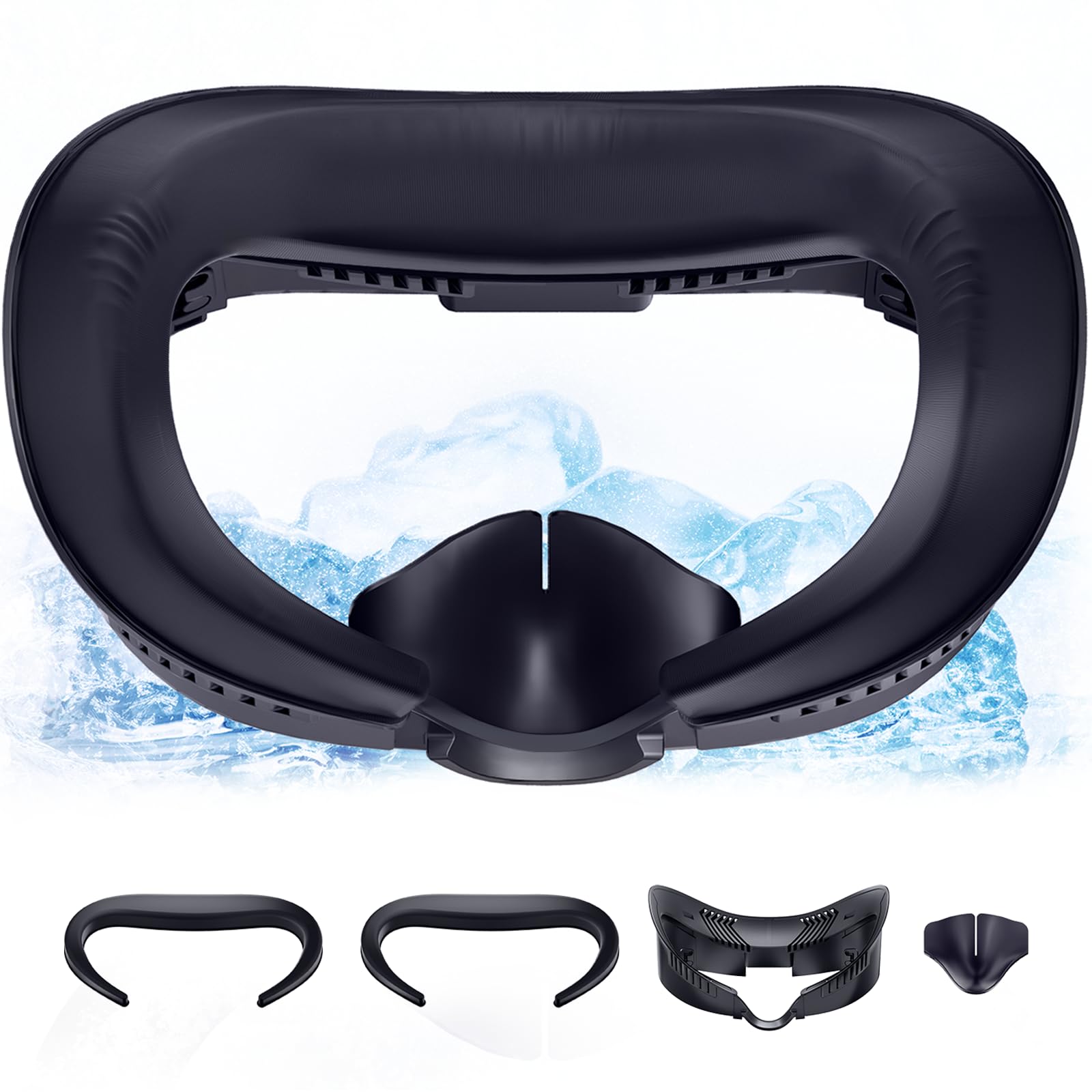 Cooling Face Pad Facial Interface Compatible with Meta/Oculus Quest 3, Includes Two Replacement Ice Silk and Cool Ice Gel Face Cushions – Adjustable Bracket, NOT Compatible with Meta Quest 3S