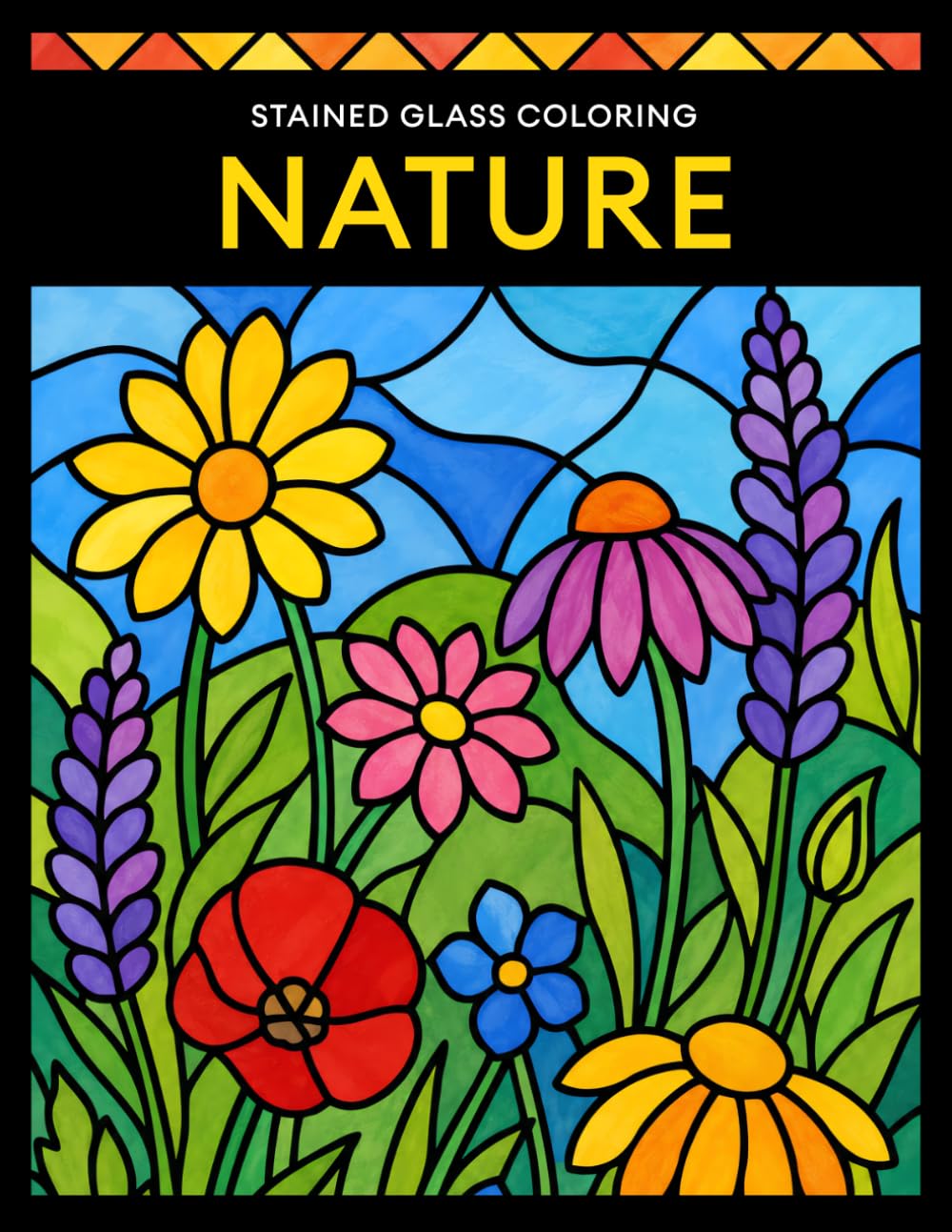 Stained Glass Coloring: Nature - A Coloring Book for Adults