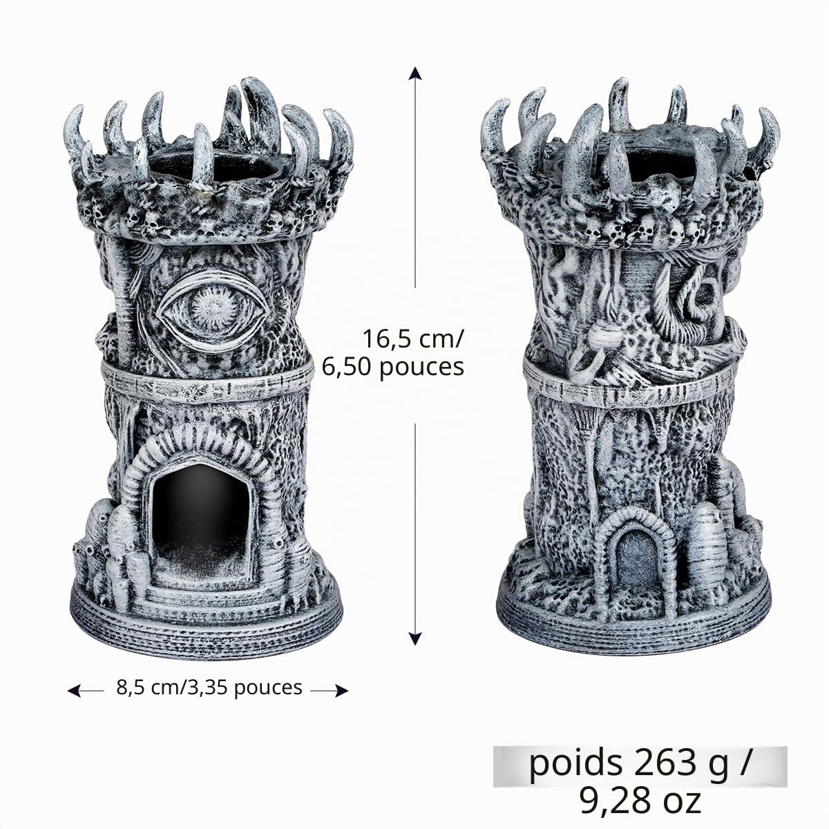 Tour à dés D&D résine œil Unique, Accessoires JDR sur Table, Trône de dés Portable, vieillie DND Tour, Coffret Cadeau de Joueur Fantastique (Dés Non Inclus)
