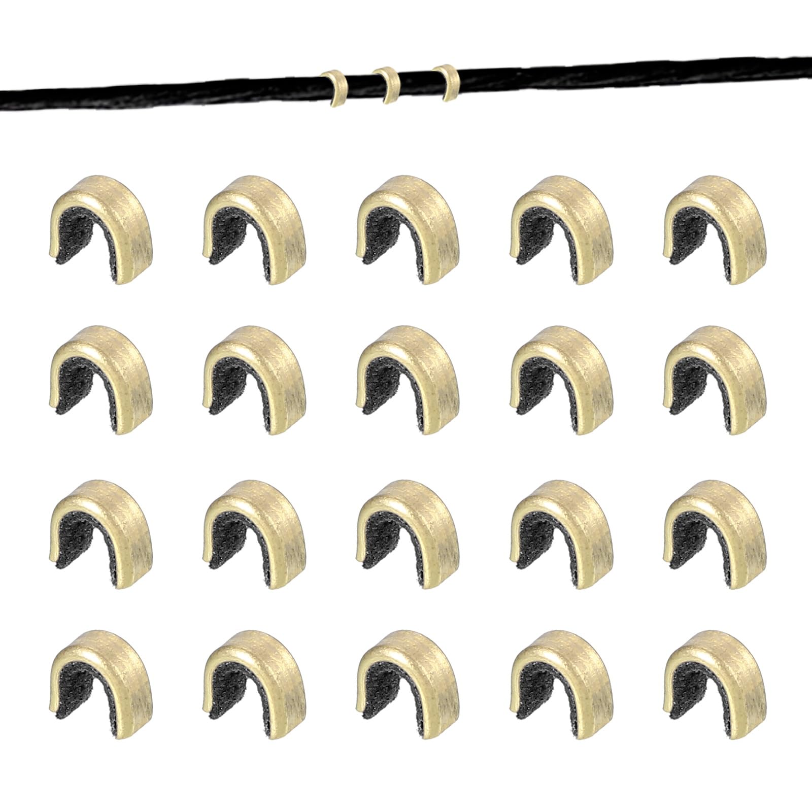 sourcing map Bow String Nocking Points 6x3x6 mm Bow String Measurement Tool Brass for Recurve Compound Bowstring Archery Accessories (Black, Pack of 20)