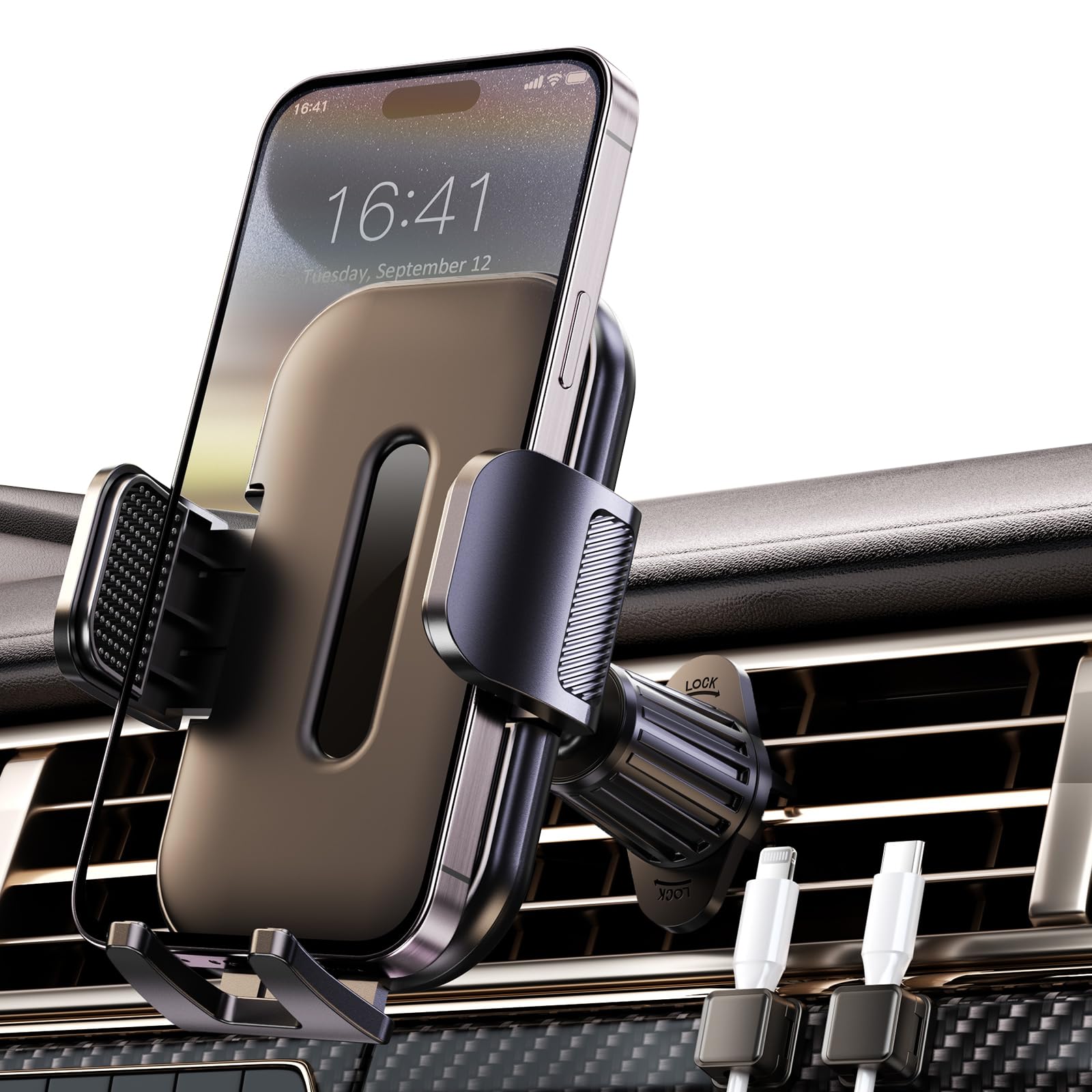 Upgraded Car Phone Holder, Metal Hook Clip Car Vent Phone Mount, Hands-Free Vent Phone Holders for your car, Compatible with iPhone series, Android