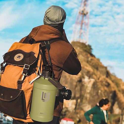 Miniatura 7 de ZUWOZU Jarra de agua de 1 galón aislada, botella de agua de 128 oz aislada con popote, correa y 3 tapas, botellas de agua grandes de acero