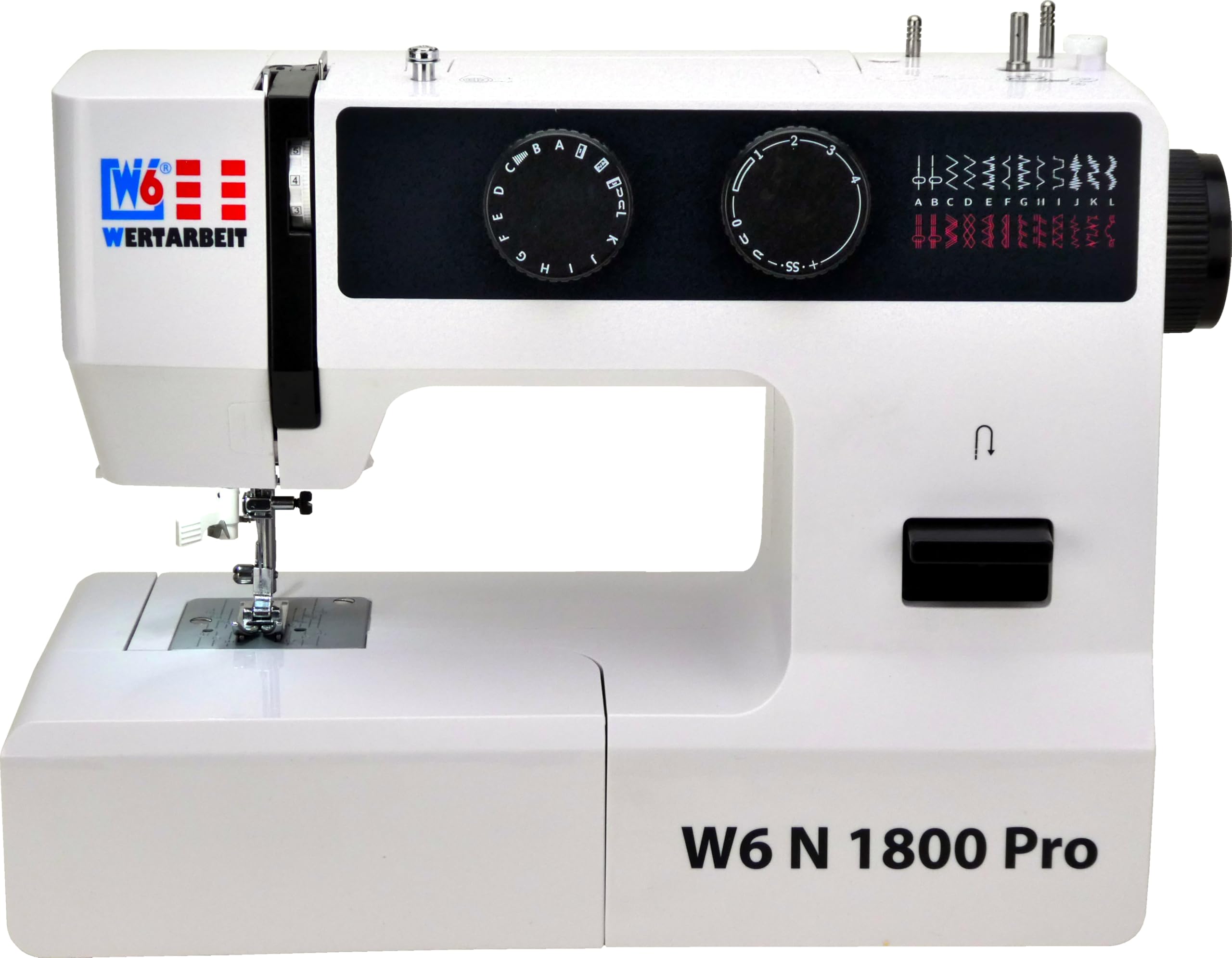 W6 Nähmaschine N 1800 Pro mit 25 Programmen | Freiarm | automatischer Einfädler | CB-Greifer | Knopflochautomatik | Jeans nähen | 100 Watt Servo Motor
