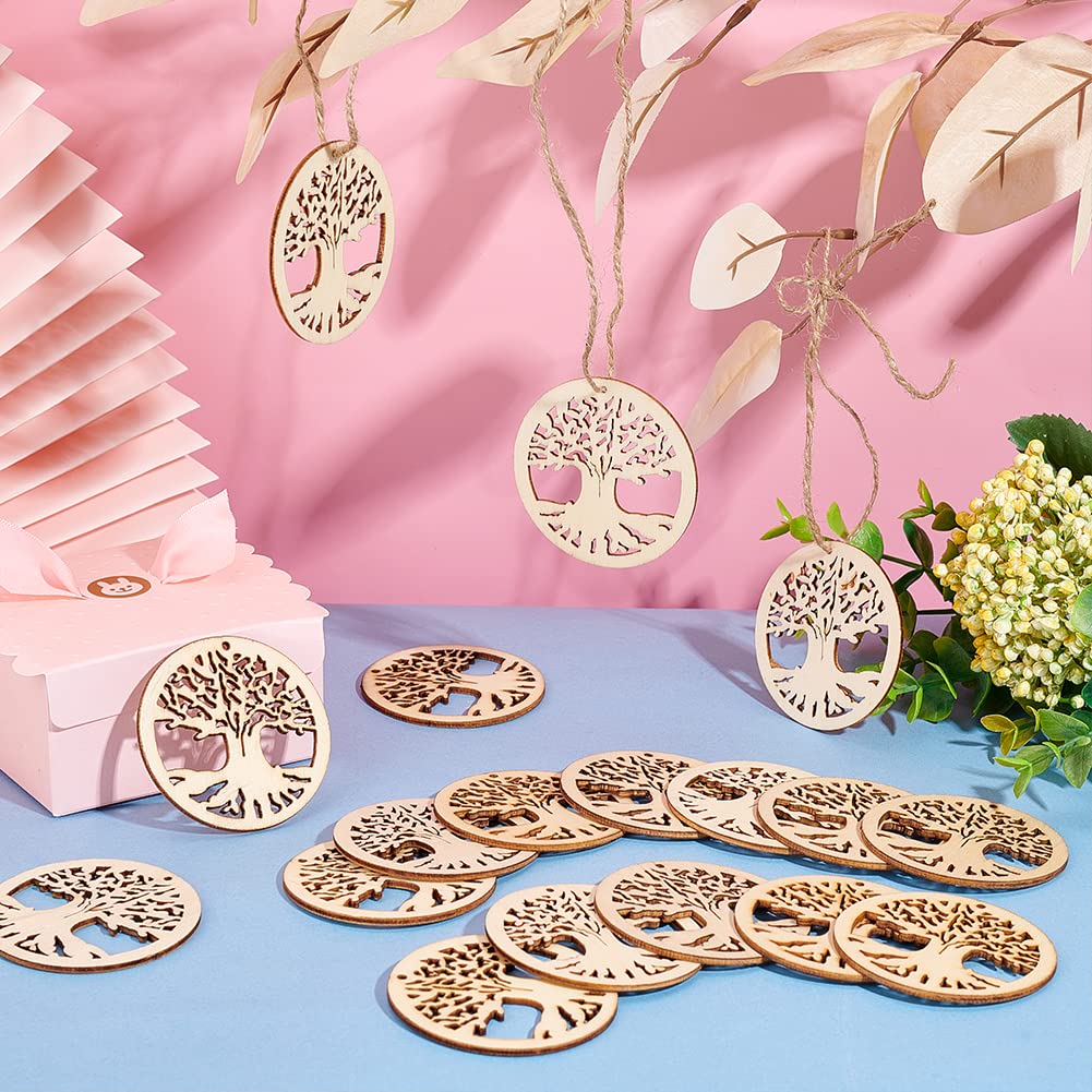 FRUHLING 10 stuks houten levensboom, boom des levens decoratie, houten boom van het leven versieringen, hangers voor DIY handwerk, decoratieve hangers, bruilofts- en kerstdecoratie