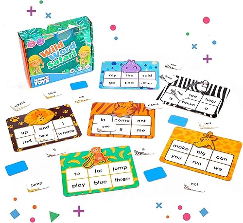 Miniatura 9 de Barnacle Toys Wild Word Safari - CVC Sight Word Reading Games, alternativas de tarjetas flash de fonética primaria para niños, actividades de