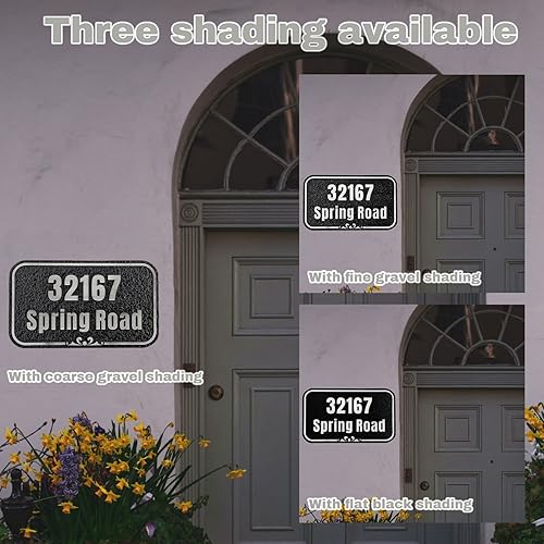 Vista 161 de Placa de dirección de metal personalizada, letreros de números para placa de pared de casa, letrero de dirección de nombre de calle, números de casa