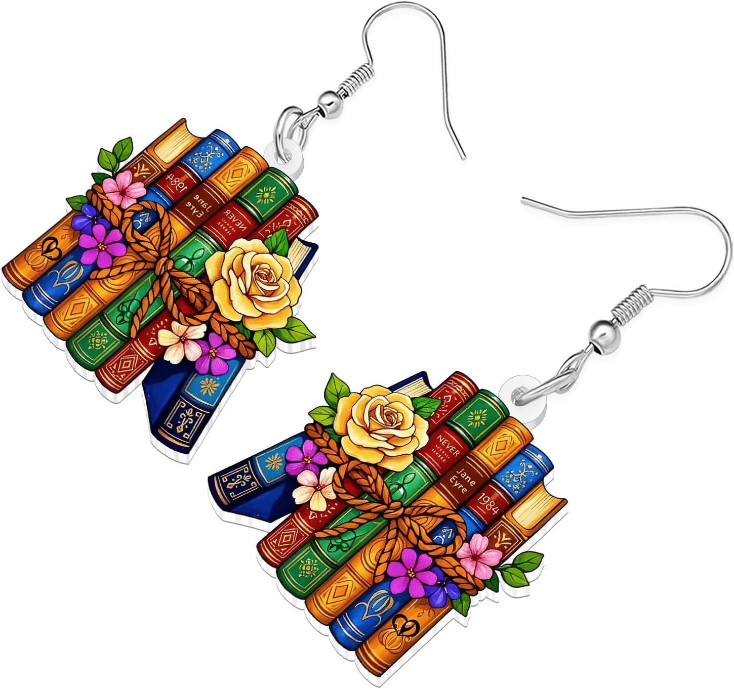 Acrylic Funny Book Earrings Dangle Bookshelves Jewelry Back to School Gifts for Teachers Women image 3
