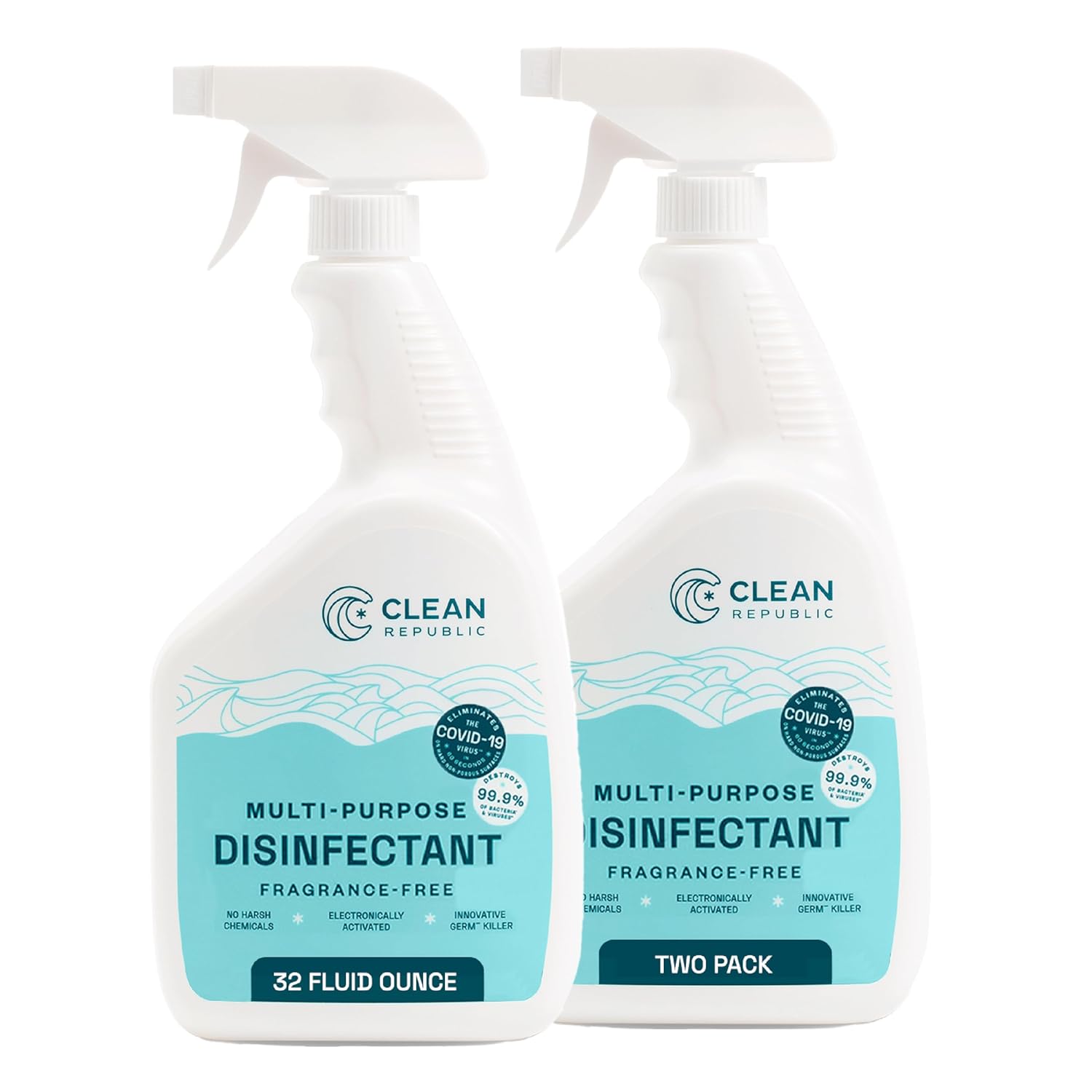 Clean Republic Multi-Purpose Disinfectant Cleaning Spray 32 Fluid Ounce Bottle 2-Pack