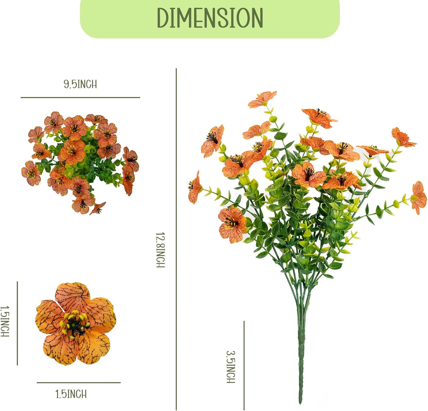 Fall Artificial Flowers for Outdoors, 10 Bundles UV Resistant Artificial Outdoor Flowers, Not-Fading Silk Faux Fall Flowers for Outdoor Planters for Home Garden Porch Decor, Orange - Image 2