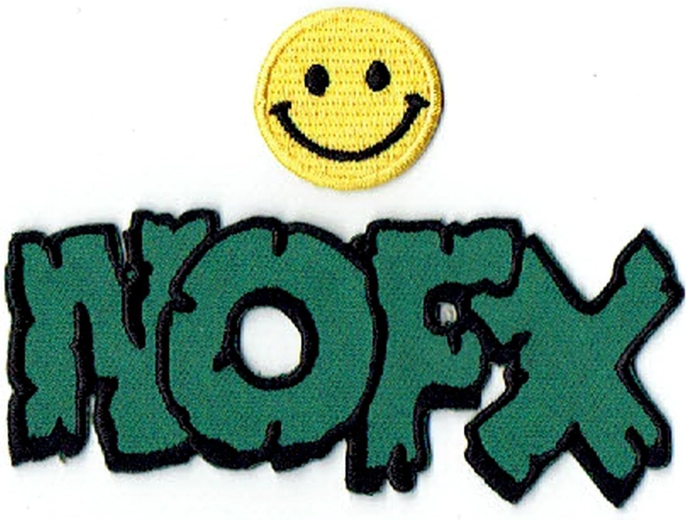 "NOFX : an American Punk Rock Music Band" Applique Embroidered Iron on Patches with Yellow Tiny Smiley Patches by Patch Cube