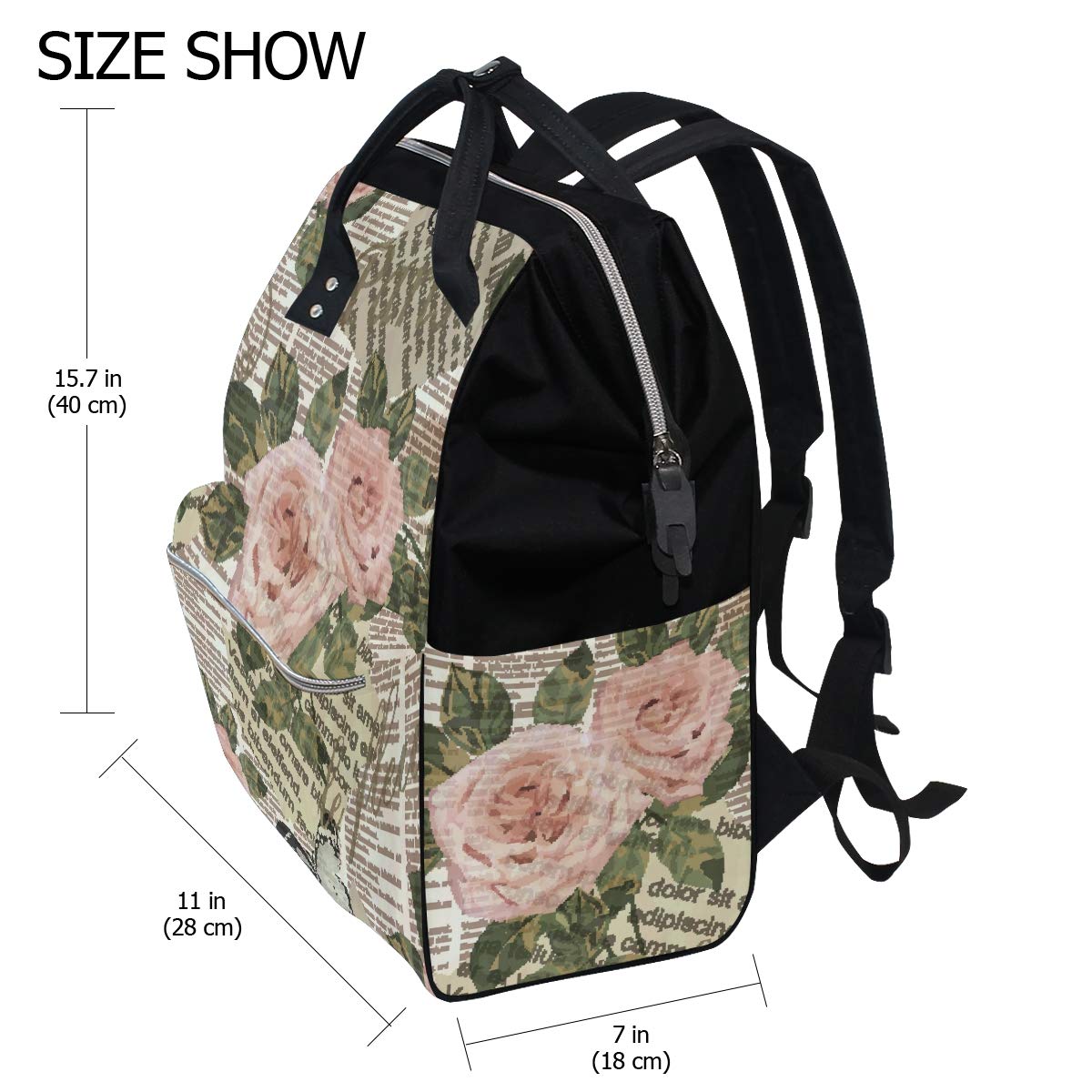 Zeitungstasche mit Blumenmuster, große Kapazität, multifunktionale Reisetasche für Mütter und Frauen
