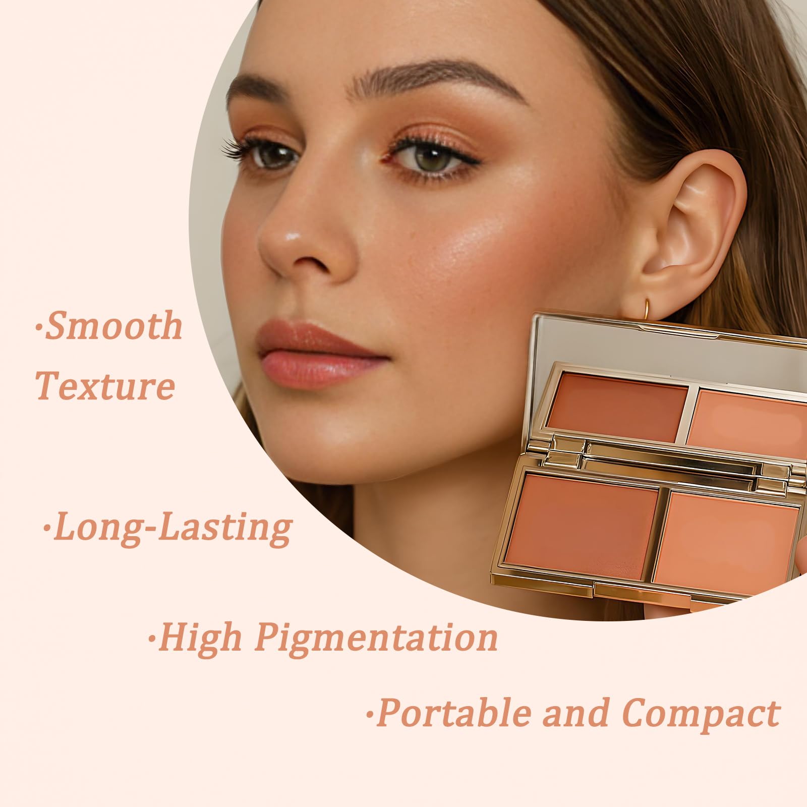 2-in-1 Blush Palette with Mirror and Brush - Image 4