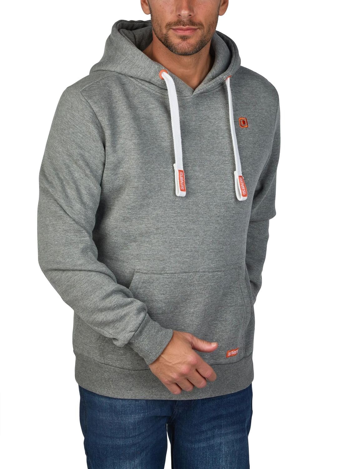 riverso Linus Men’s Hoodie Sweatshirt Sweatshirt with Hood, Kangaroo Pockets, Regular fit, Plain 80% Cotton, Grey, Brown, Green, red, Blue, Black, S, M, L, XL, 2XL, 3XL, 4XL, 5XL - Grey - XXXXX-Large