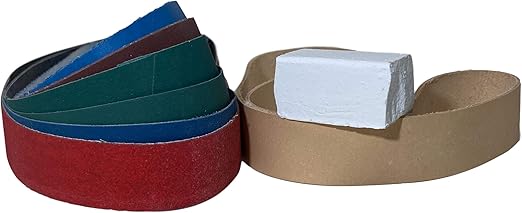 1 x 30 Assorted Belt Pack - 6 Grit Belts and Leather Honing Belt with Compound