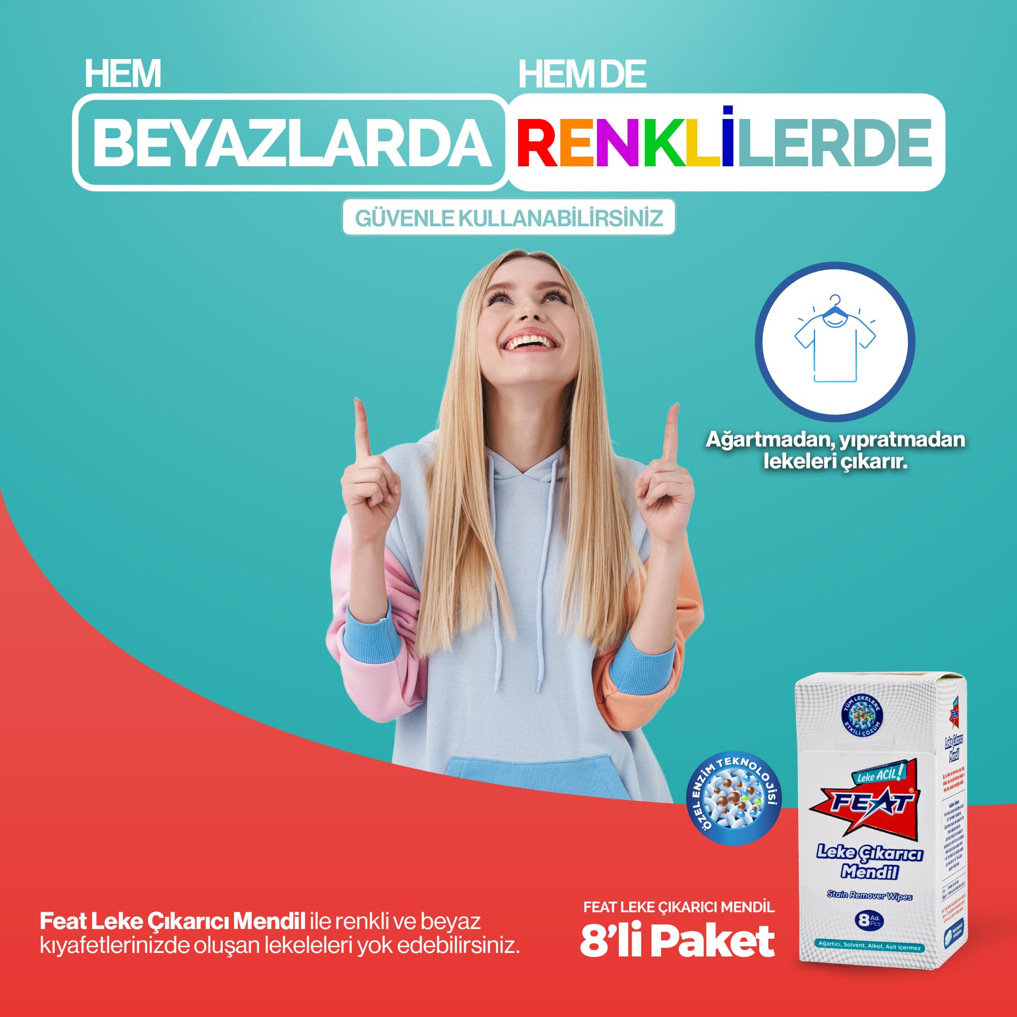 Feat Leke Çıkarıcı Mendil -8'li 4 kutu (32 adet Mendil)