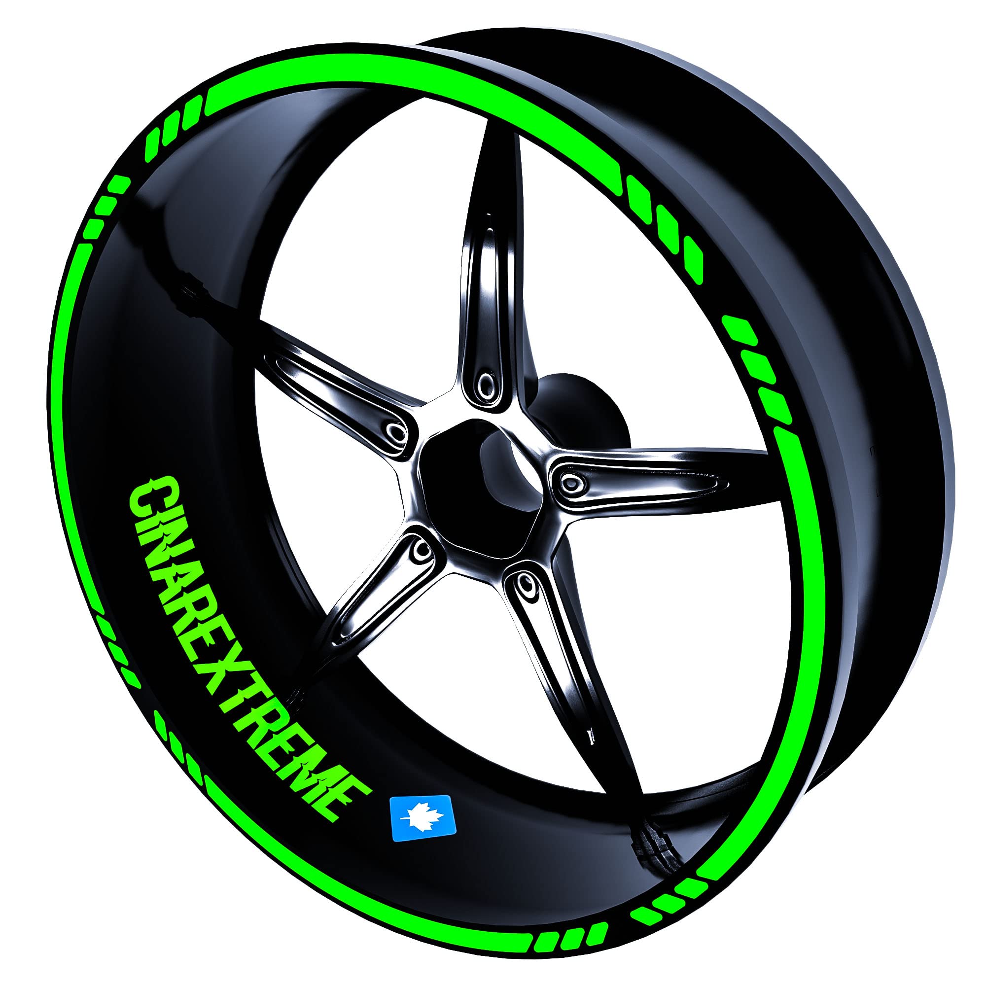 Çınar Extreme 4 Parçalı Kesikli Tasarımlı Floresan Yeşil Jant Şeridi Sticker