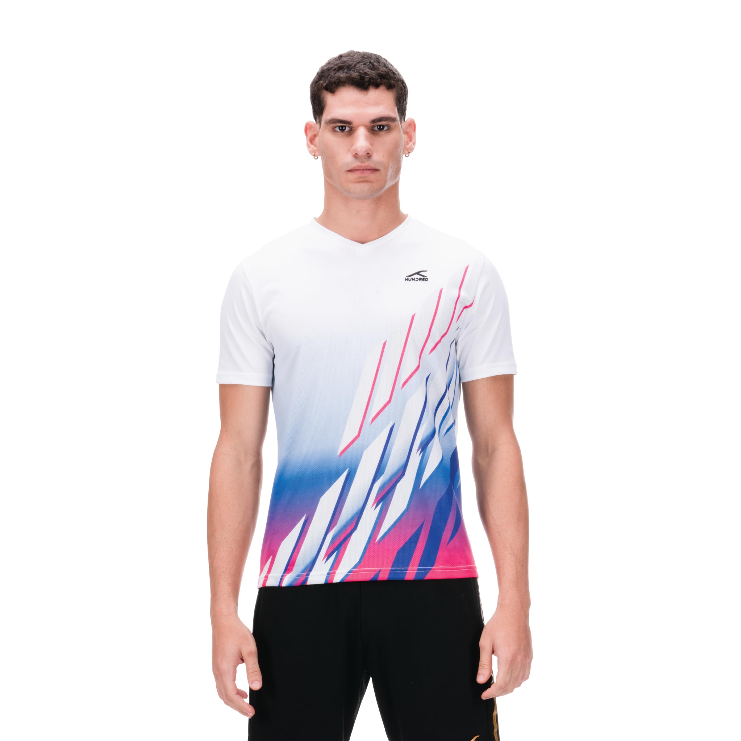 hundred HNDRD V-Neck Unisex FROSTCUT T-Shirt |Moisture Transfer | Rapid-Dry | Temperature Control | Air-Dry Tech |Badminton | Football |Pickleball | Running |All Sports and Fitness-picture-32