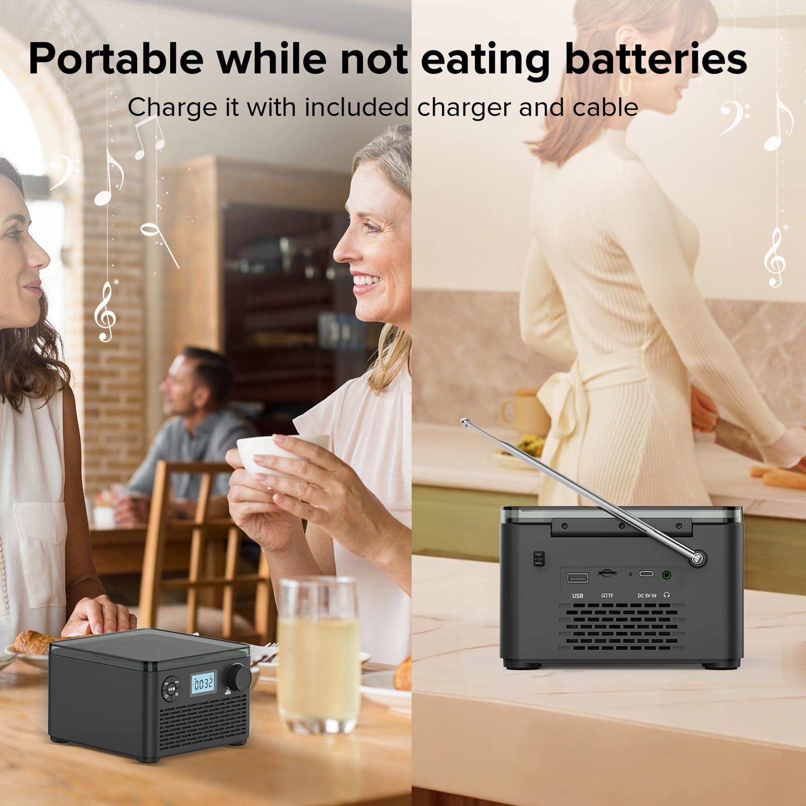 Lettore DVD, Lettore CD portatile con altoparlanti integrati - ricaricabile Bluetooth radio FM USB MP3