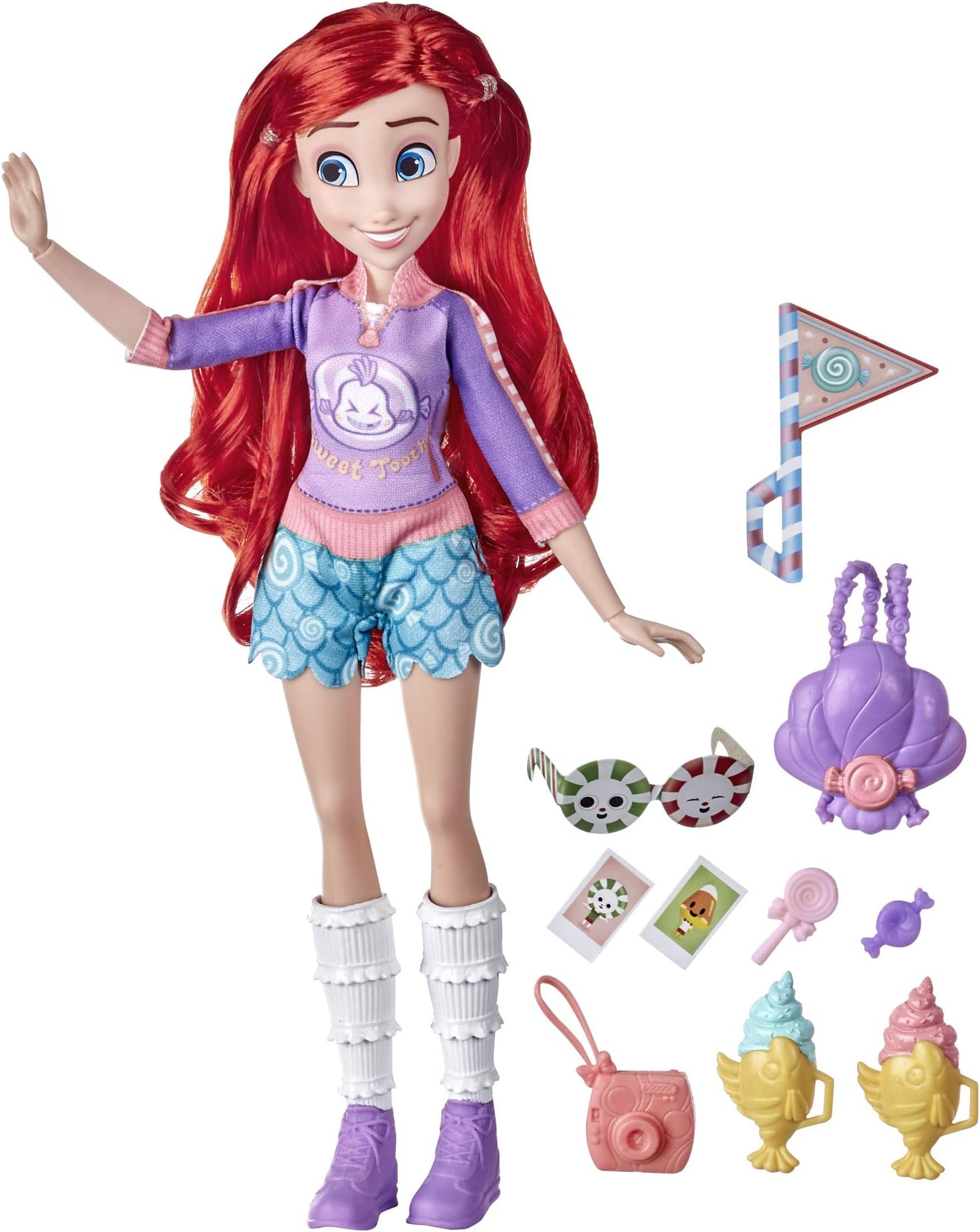 Disney Princess Comfy Squad Sugar Style Ariel Fashion Doll with Outfit and Sugar Rush-Inspired Accessories, Toy for Girls 5 Years and Up