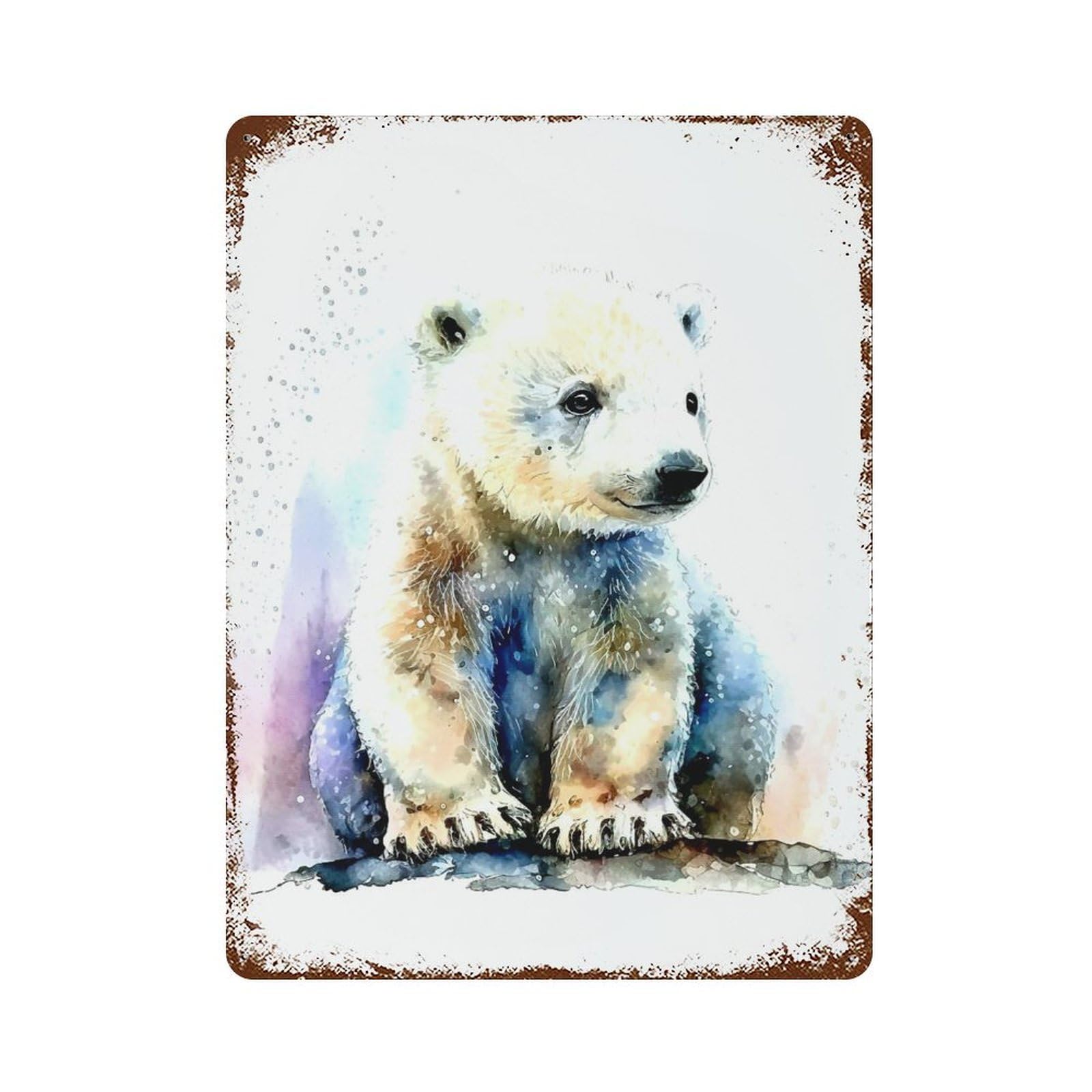 Rustic Tin Plaque Polar Bear 15.7"x11.8", Retro Wall Decor for Shed, Workshop And Garage Wall Decor