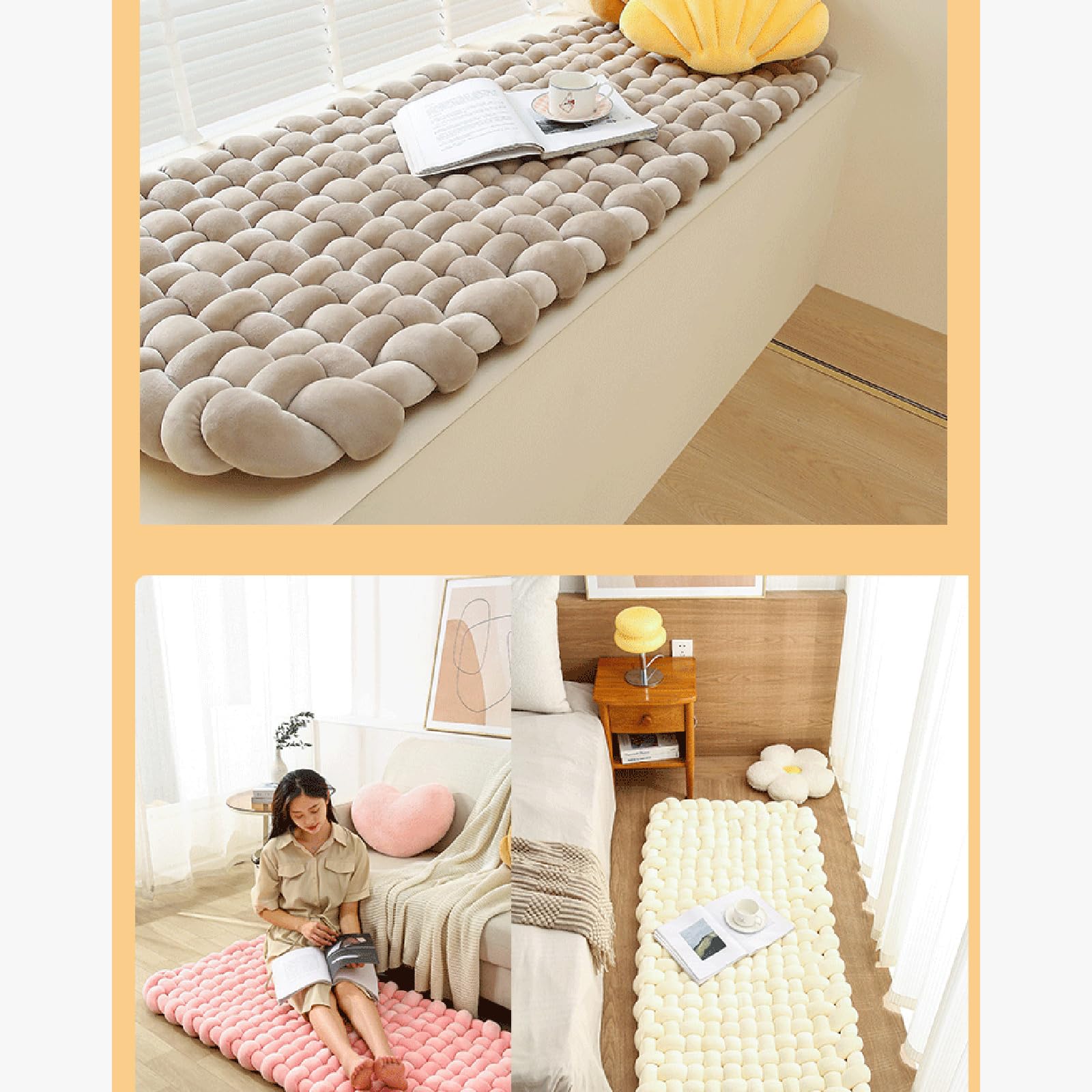 Yoga Kissen, großes Bodenkissen, Sitzkissen, verdicktes Weben, Spandex Meditationskissen für Wohnzimmer, Balkon, formbeständig