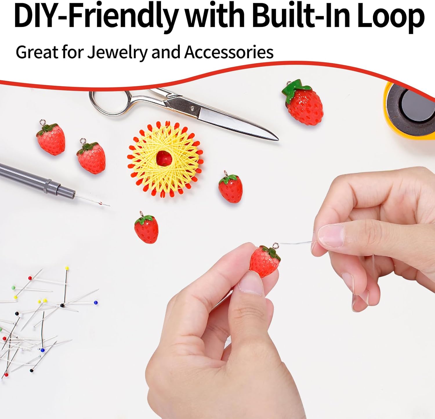 12Pcs Strawberry Beads Charms for Jewelry Making 3D Resin Fruit Pendants Glass Charm Ornaments for Bracelet Necklace DIY Craft Accessories Shortcake Berry Bracelets and Pendants - Image 5